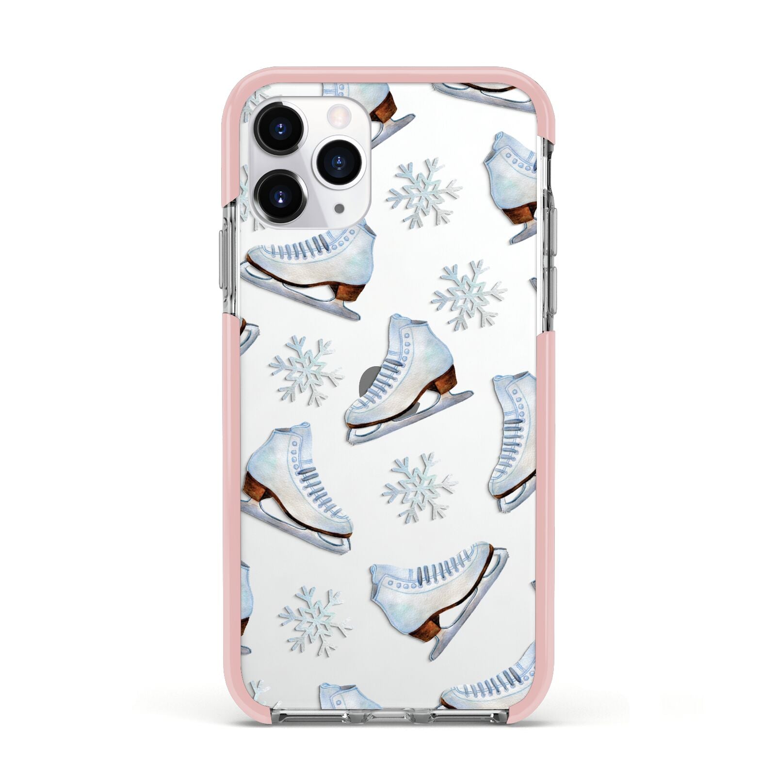 Christmas Ice Skates Apple iPhone 11 Pro in Silver with Pink Impact Case