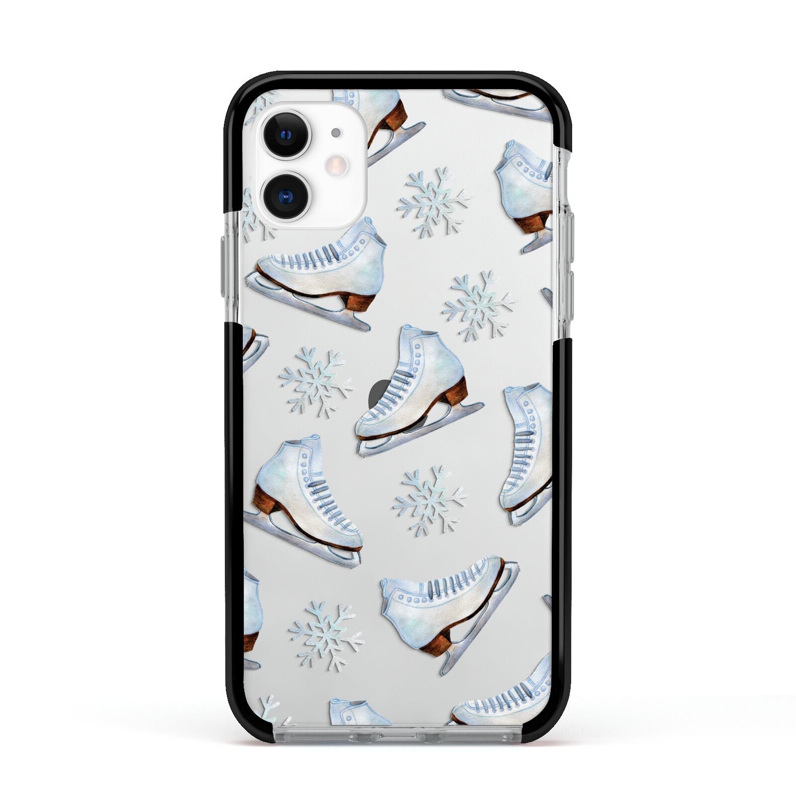 Christmas Ice Skates Apple iPhone 11 in White with Black Impact Case