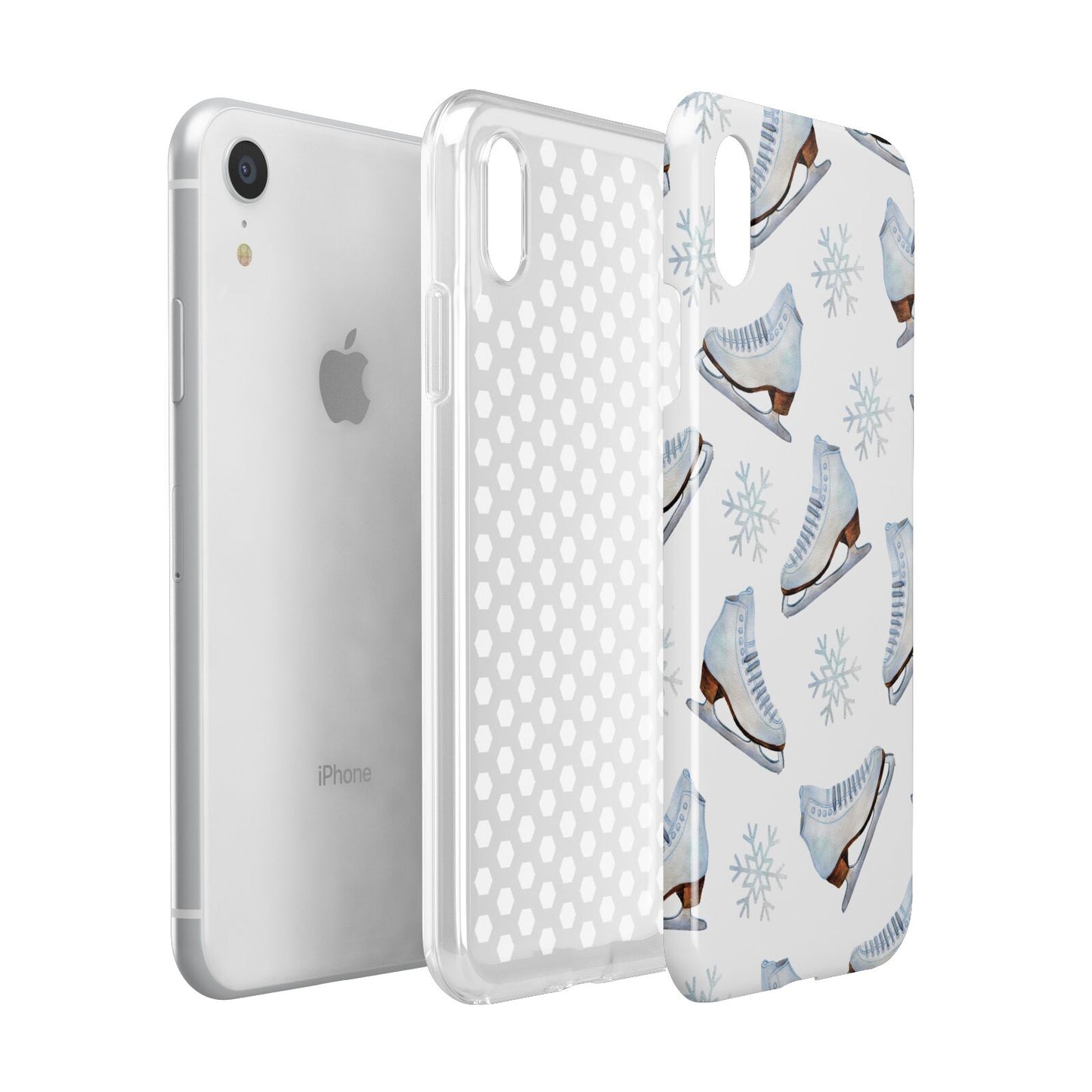 Christmas Ice Skates Apple iPhone XR White 3D Tough Case Expanded view