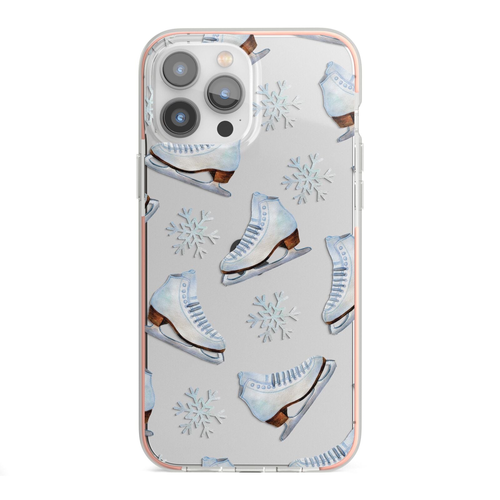 Christmas Ice Skates iPhone 13 Pro Max TPU Impact Case with Pink Edges
