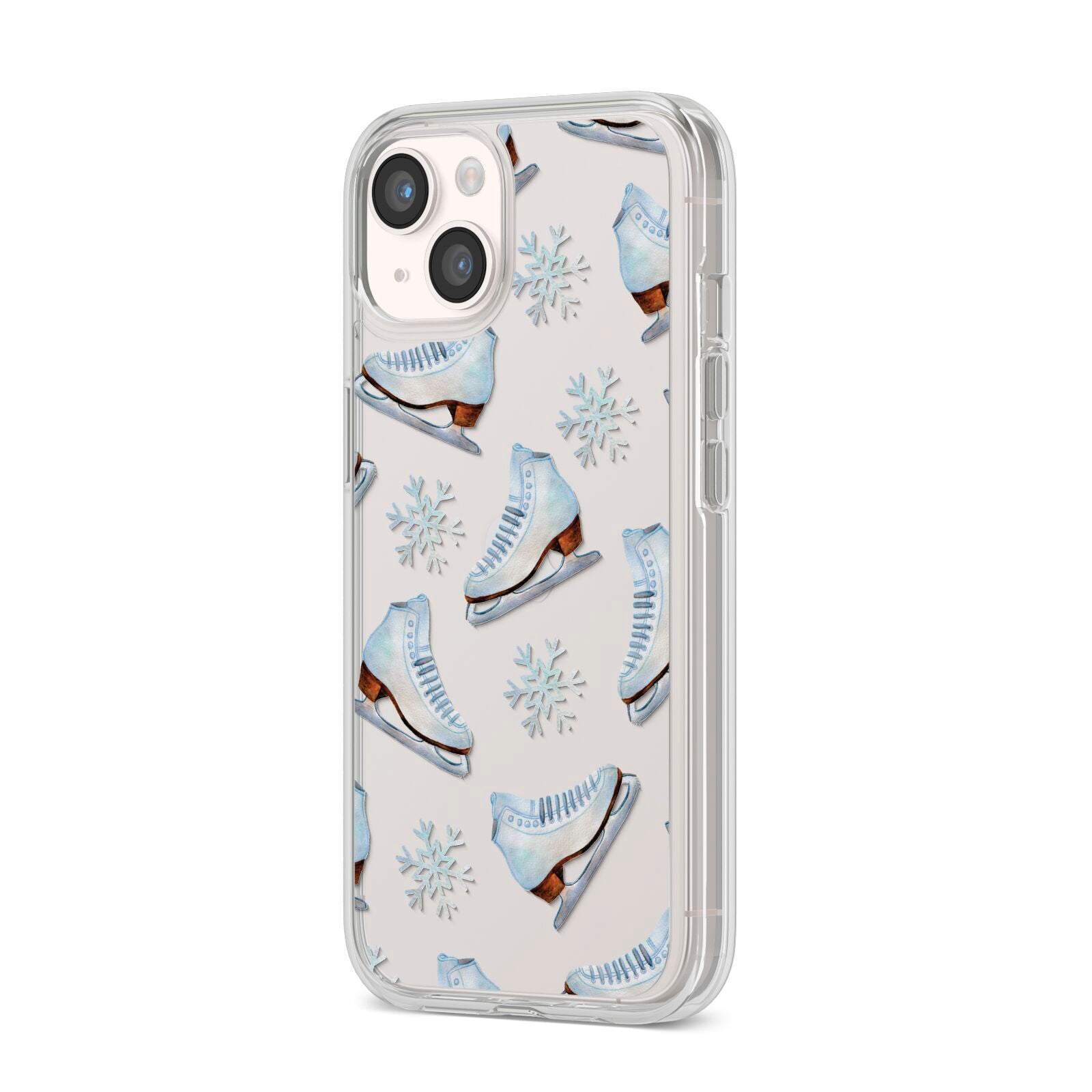 Christmas Ice Skates iPhone 14 Clear Tough Case Starlight Angled Image