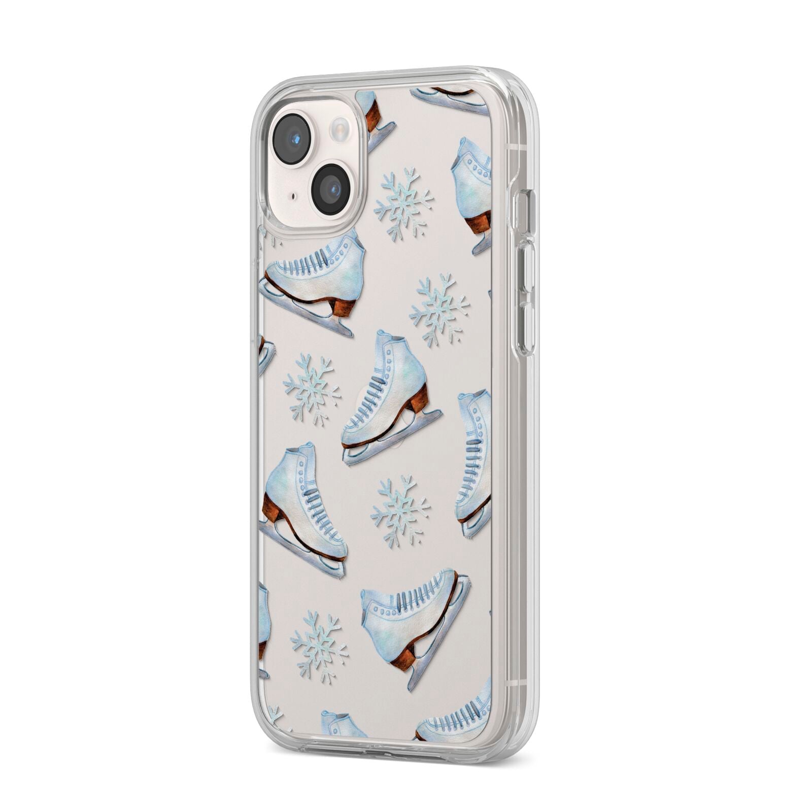Christmas Ice Skates iPhone 14 Plus Clear Tough Case Starlight Angled Image
