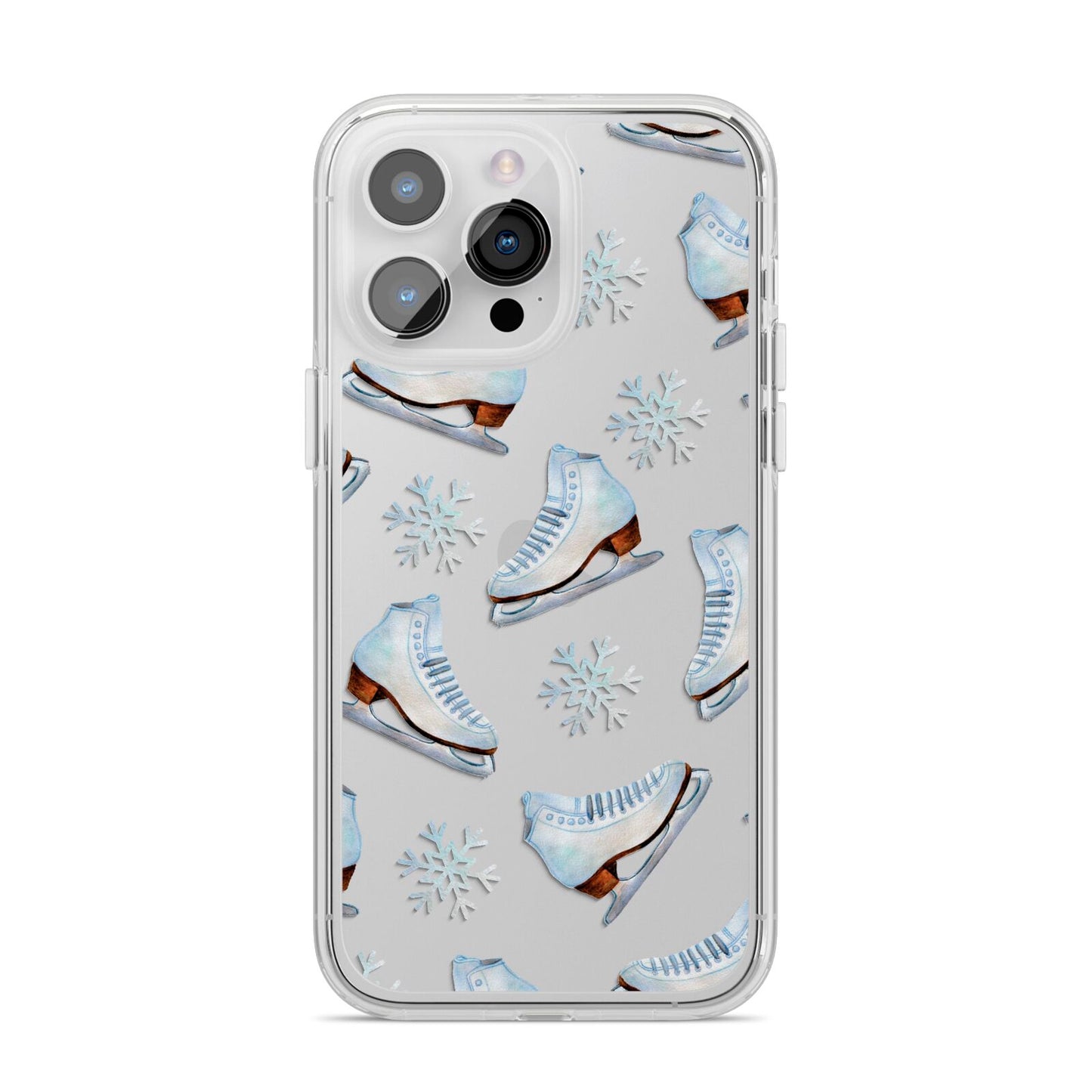 Christmas Ice Skates iPhone 14 Pro Max Clear Tough Case Silver