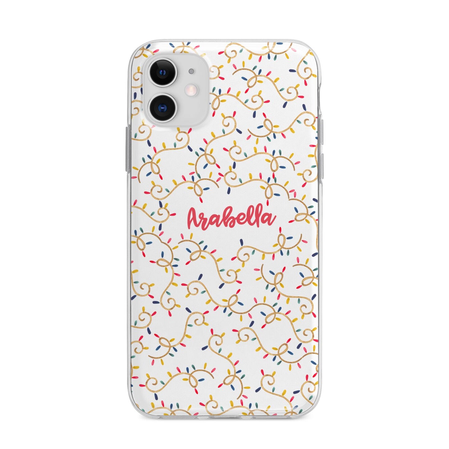 Christmas Lights Pattern Custom Apple iPhone 11 in White with Bumper Case