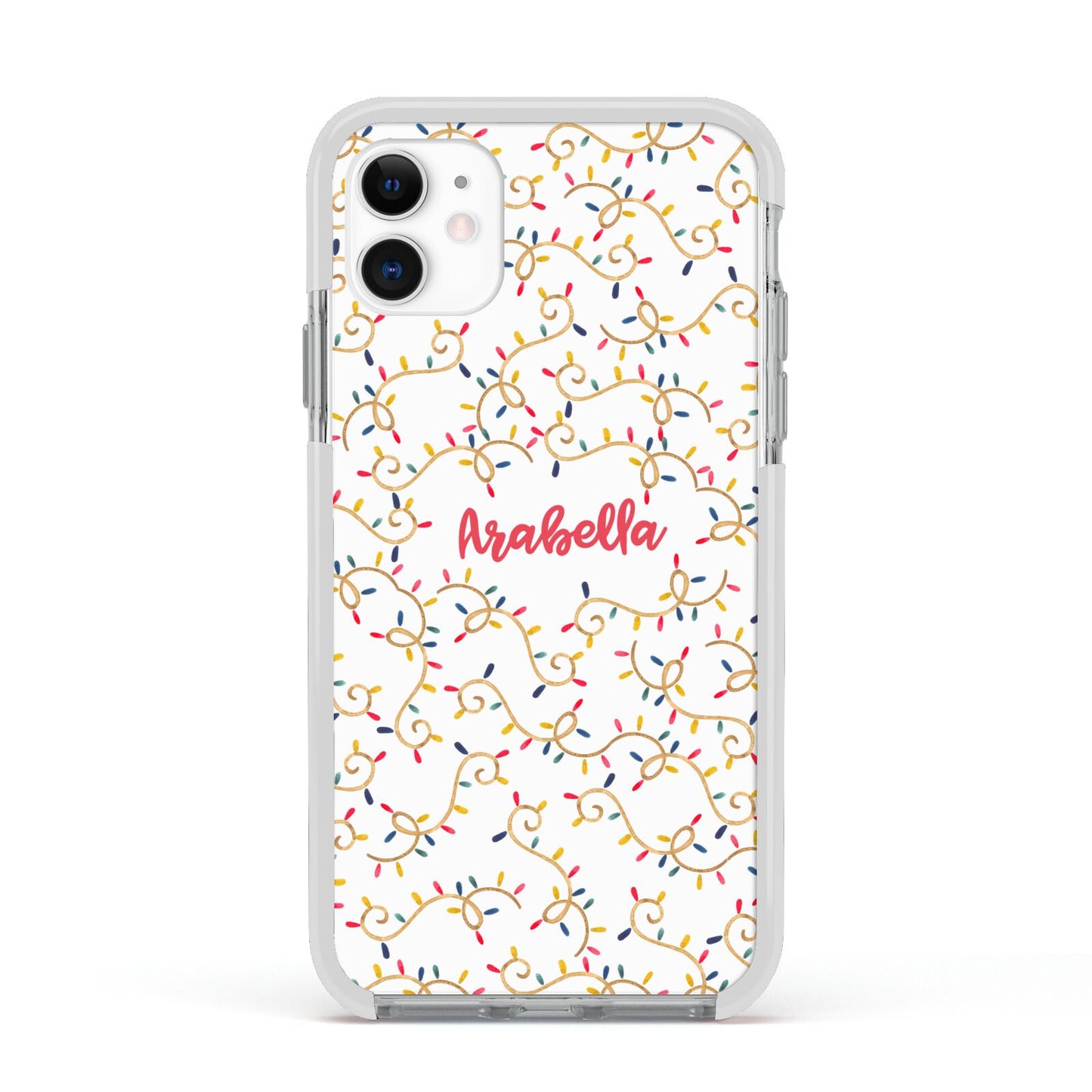 Christmas Lights Pattern Custom Apple iPhone 11 in White with White Impact Case