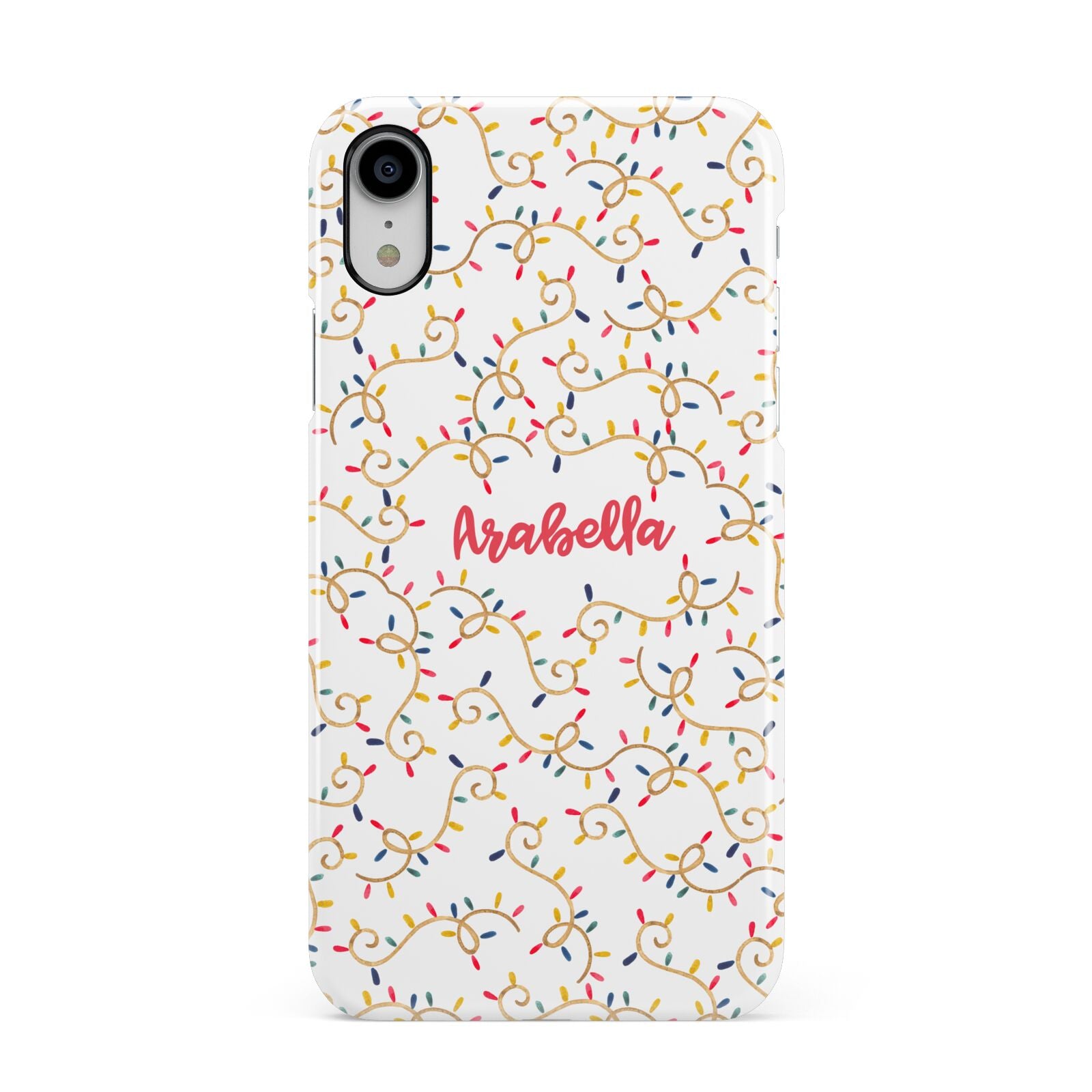 Christmas Lights Pattern Custom Apple iPhone XR White 3D Snap Case