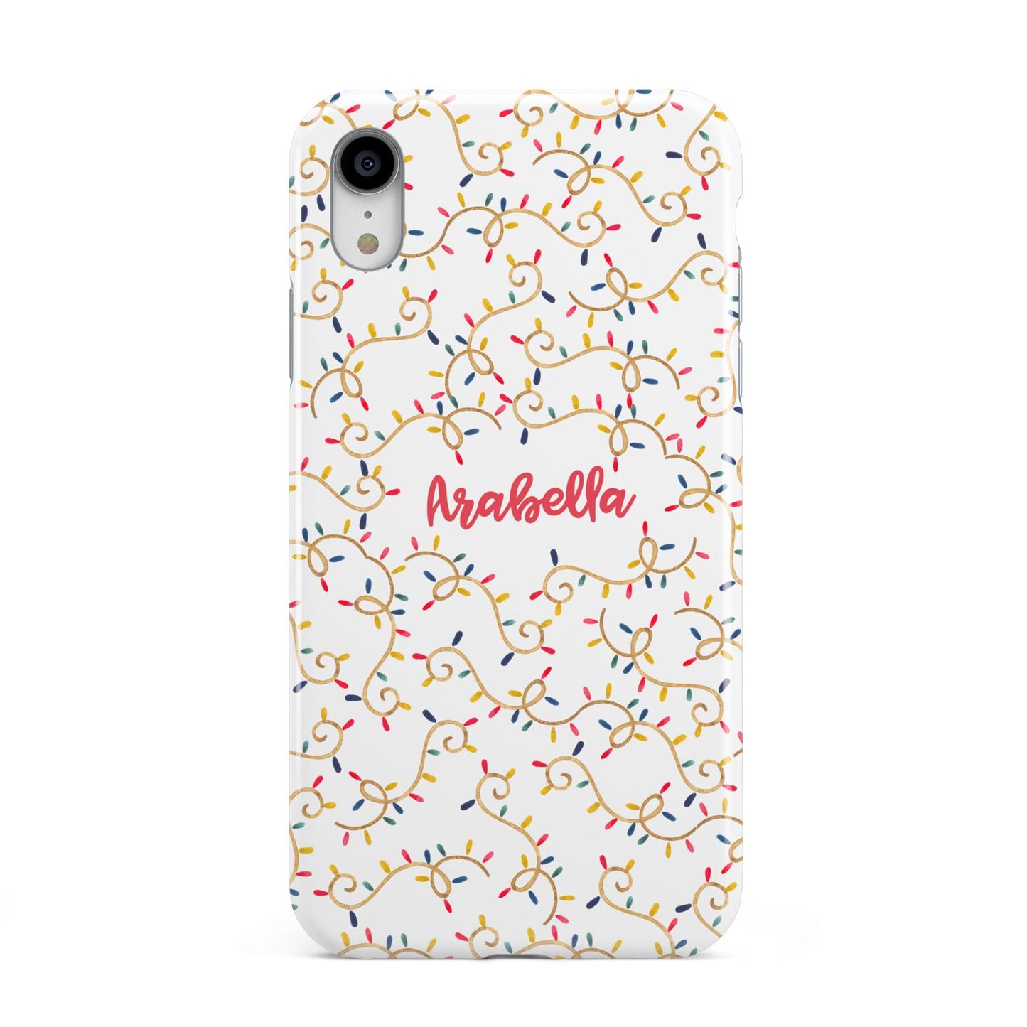 Christmas Lights Pattern Custom Apple iPhone XR White 3D Tough Case