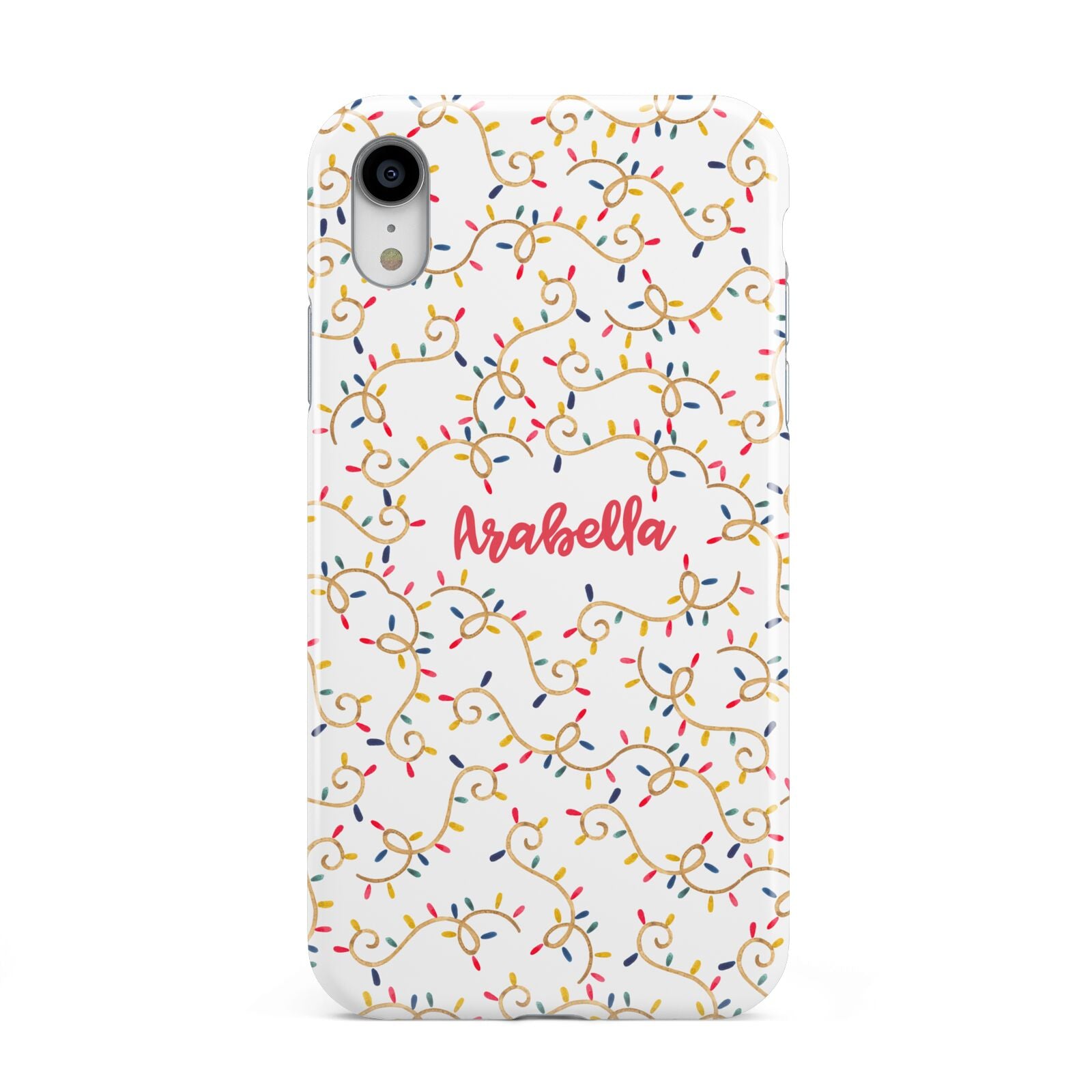 Christmas Lights Pattern Custom Apple iPhone XR White 3D Tough Case