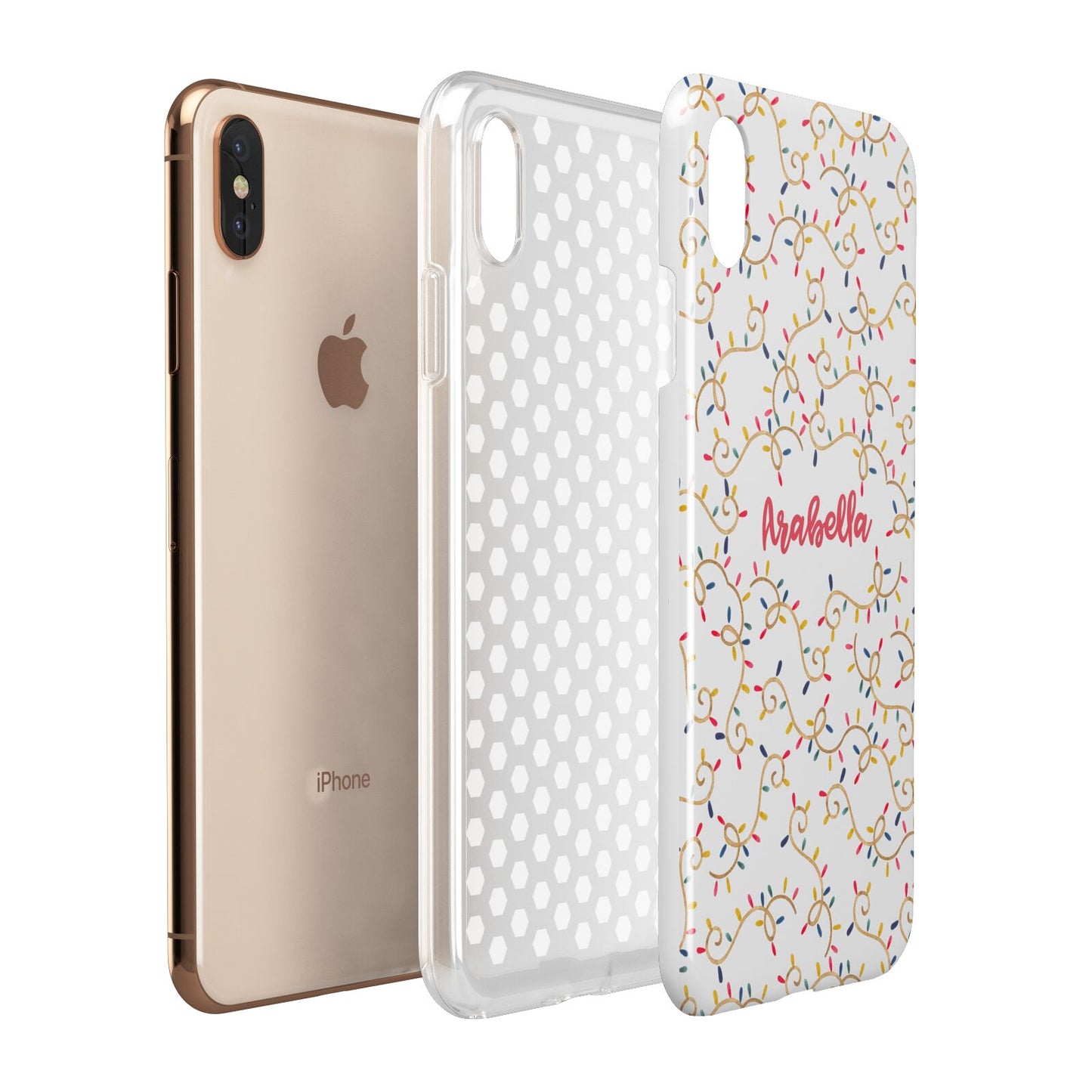 Christmas Lights Pattern Custom Apple iPhone Xs Max 3D Tough Case Expanded View