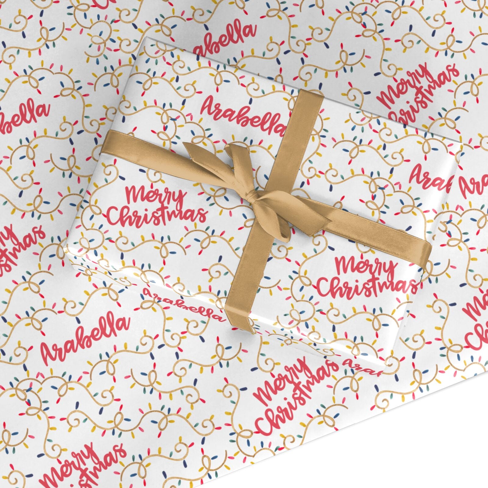 Christmas Lights Pattern Custom Custom Wrapping Paper