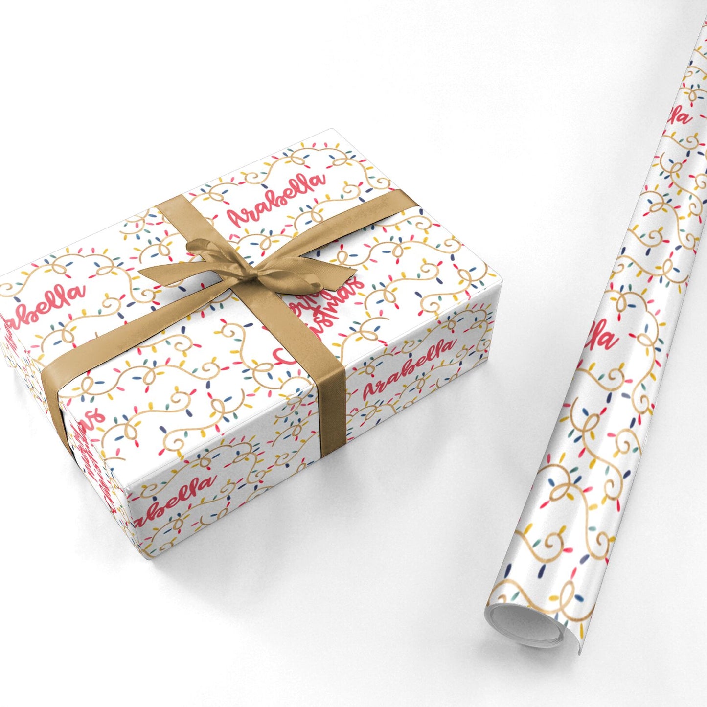 Christmas Lights Pattern Custom Personalised Wrapping Paper