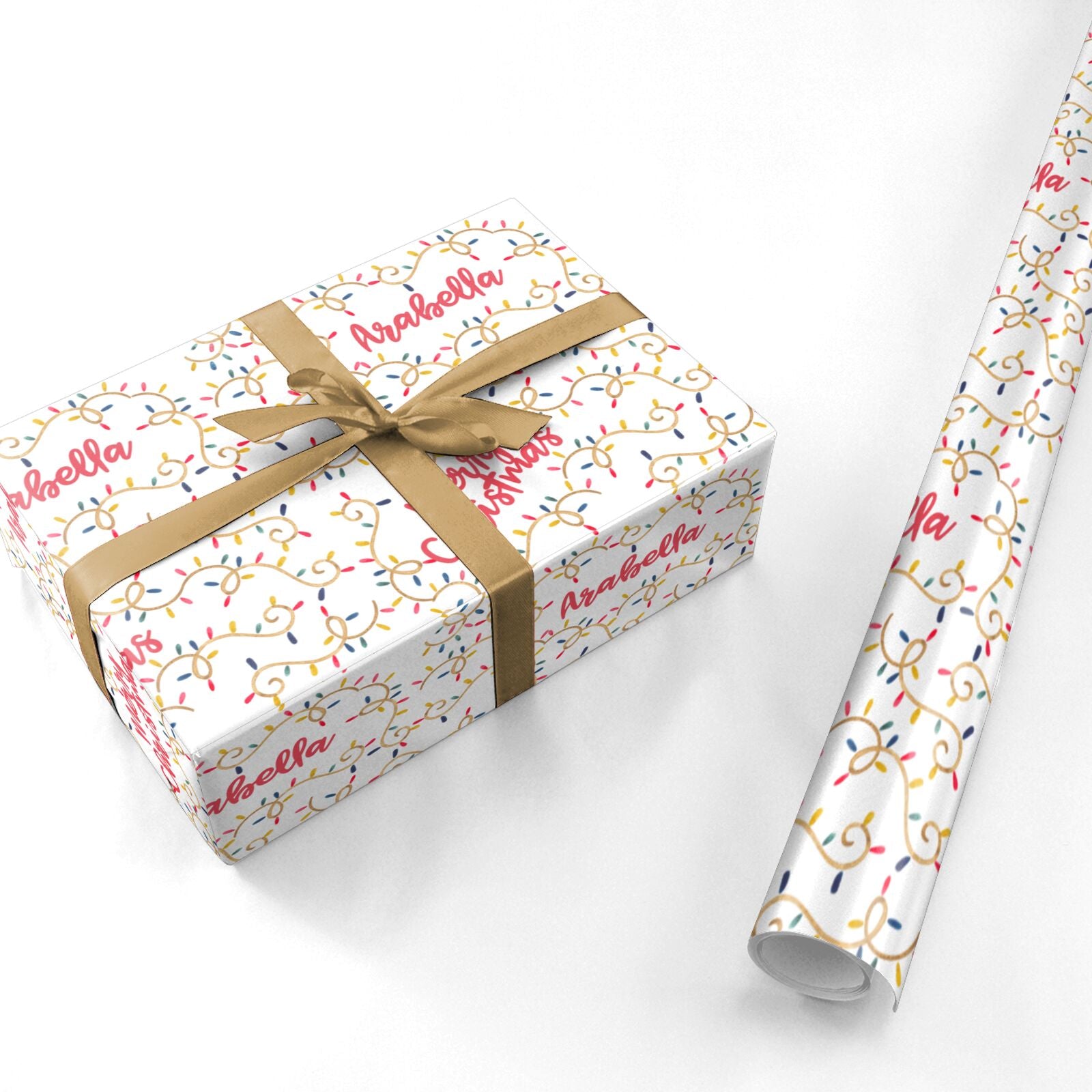 Christmas Lights Pattern Custom Personalised Wrapping Paper