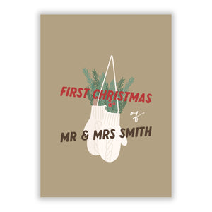 Christmas Mittens Pattern Greetings Card