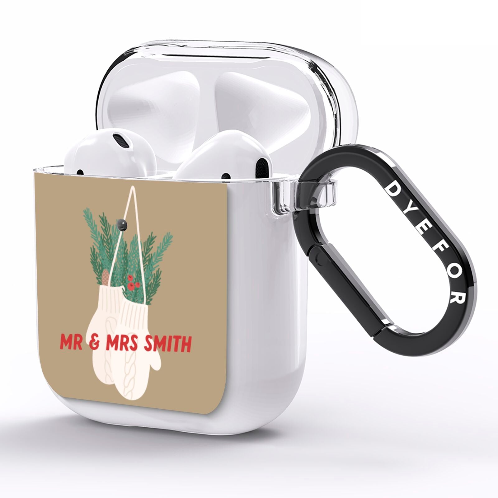 Christmas Mittens Pattern AirPods Clear Case Side Image