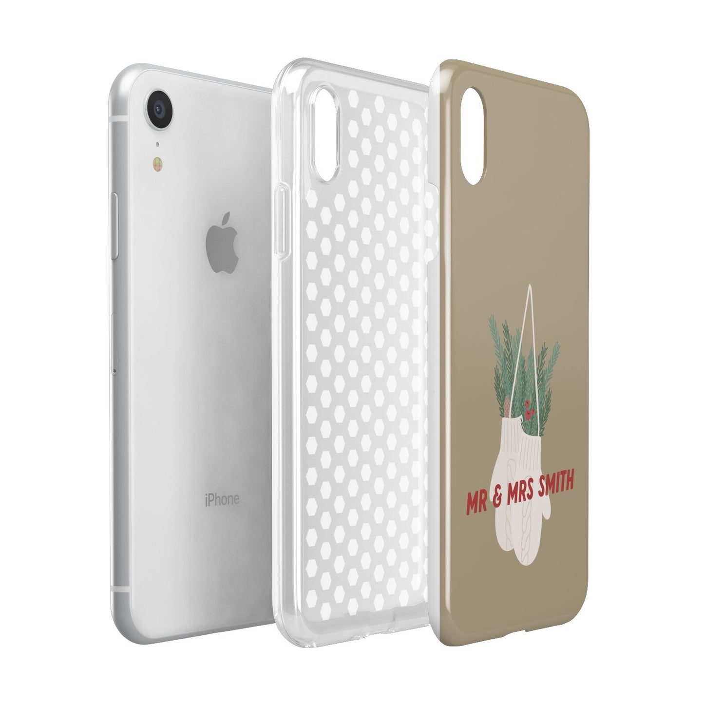 Christmas Mittens Pattern Apple iPhone XR White 3D Tough Case Expanded view