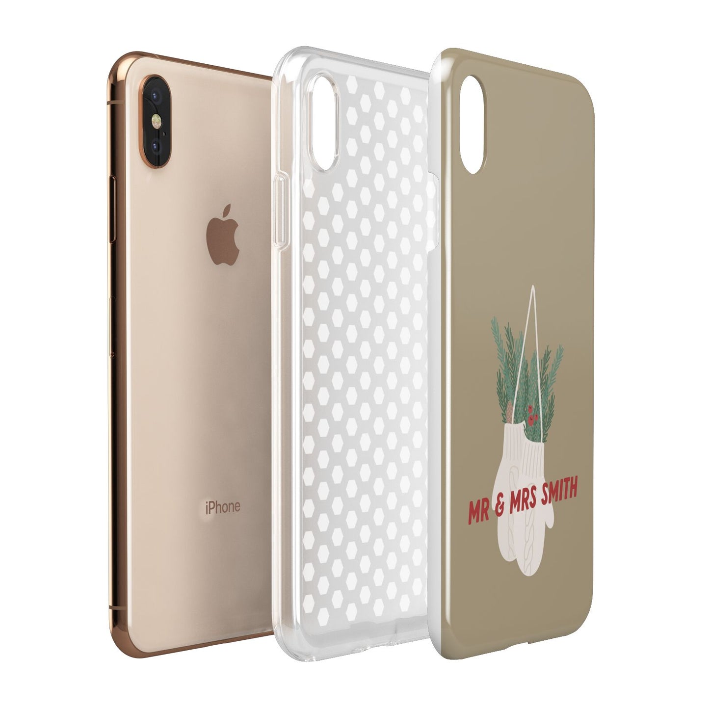 Christmas Mittens Pattern Apple iPhone Xs Max 3D Tough Case Expanded View