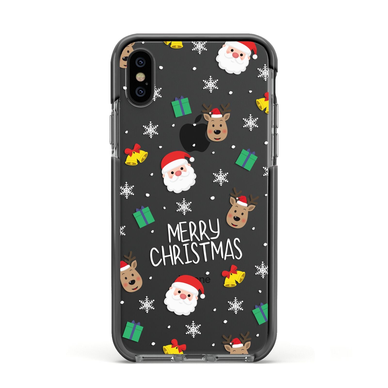 Christmas Pattern Apple iPhone Xs Impact Case Black Edge on Black Phone