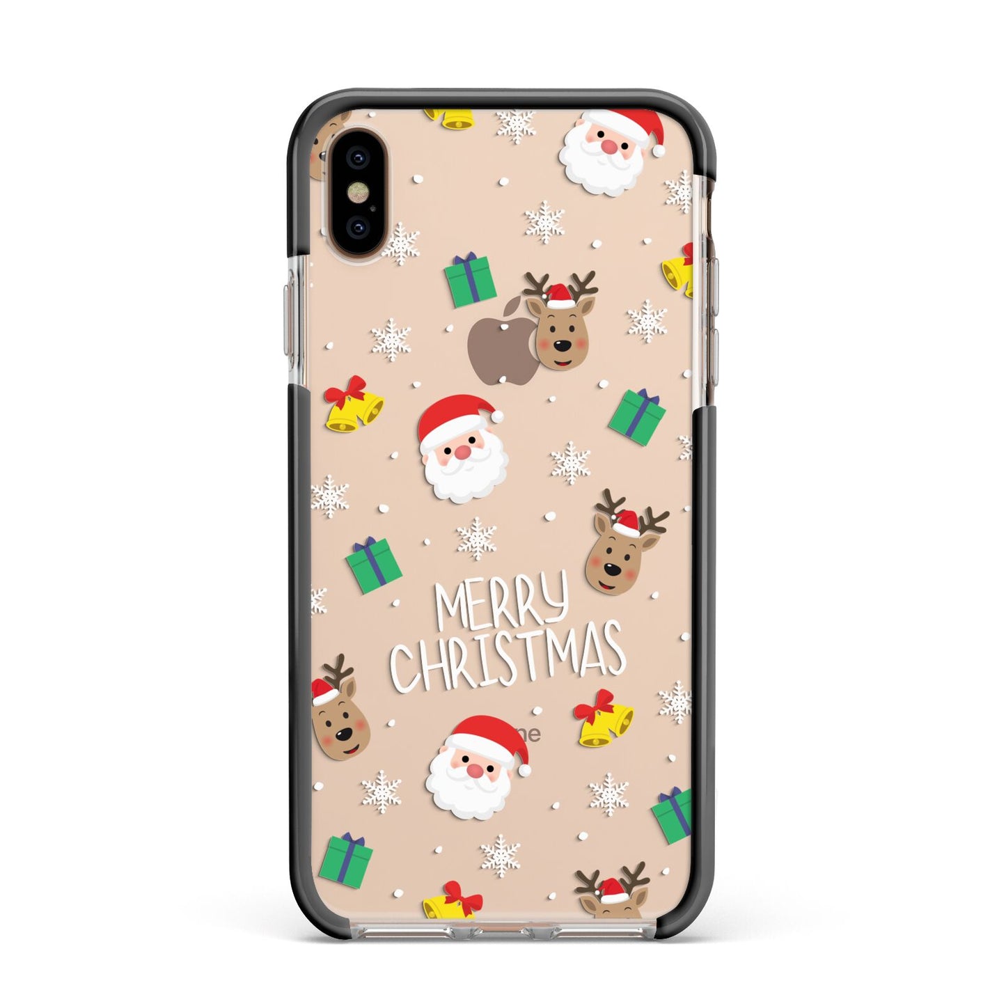 Christmas Pattern Apple iPhone Xs Max Impact Case Black Edge on Gold Phone