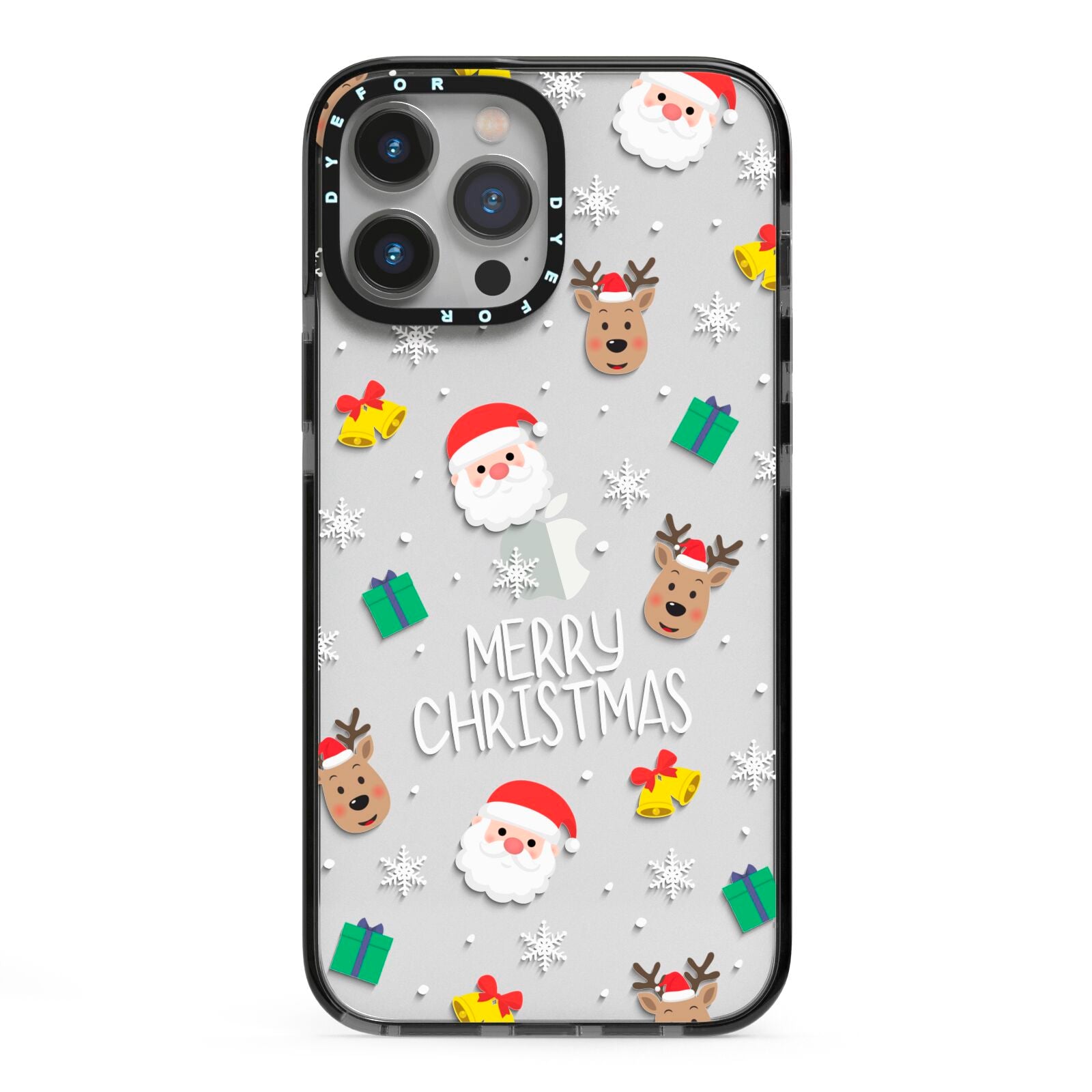 Christmas Pattern iPhone 13 Pro Max Black Impact Case on Silver phone