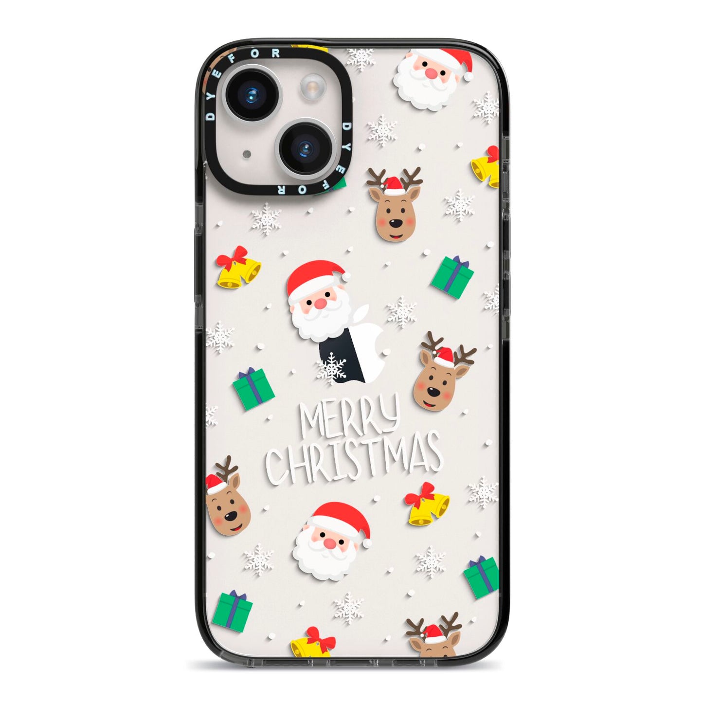 Christmas Pattern iPhone 14 Black Impact Case on Silver phone