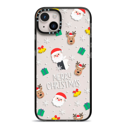 Christmas Pattern iPhone 14 Plus Black Impact Case on Silver phone