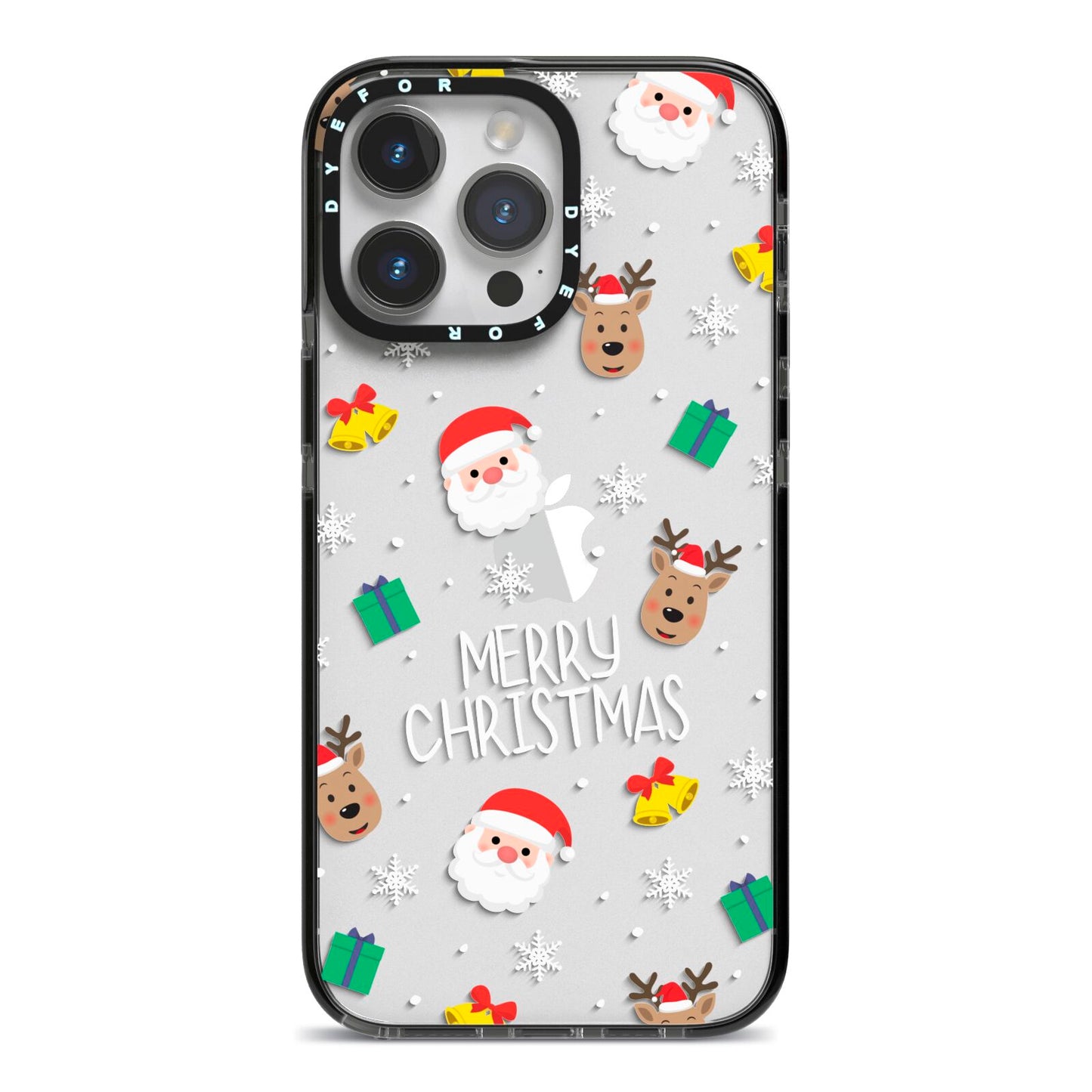 Christmas Pattern iPhone 14 Pro Max Black Impact Case on Silver phone