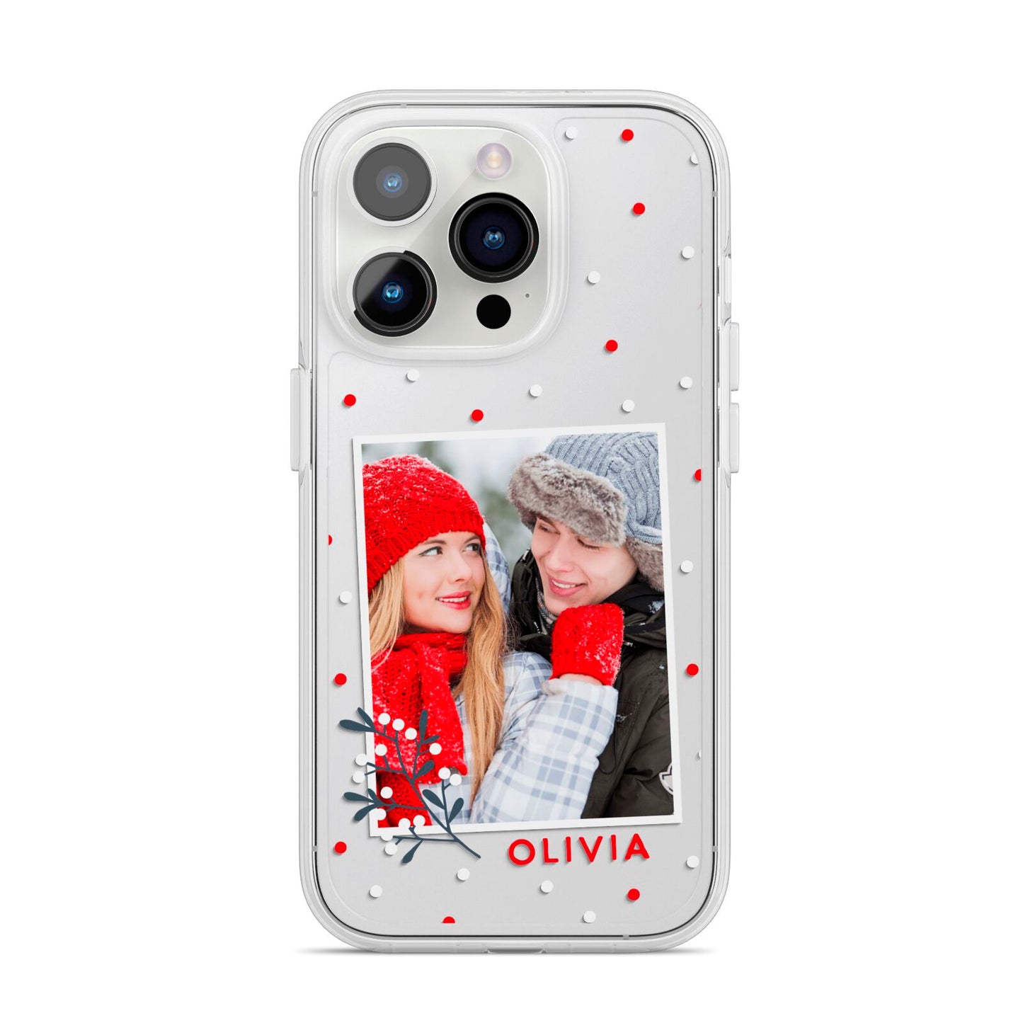 Christmas Personalised Photo iPhone 14 Pro Clear Tough Case Silver