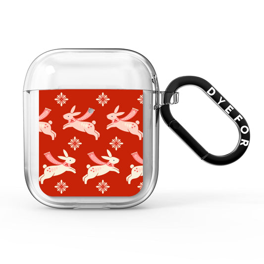 Christmas Rabbit AirPods Clear Case