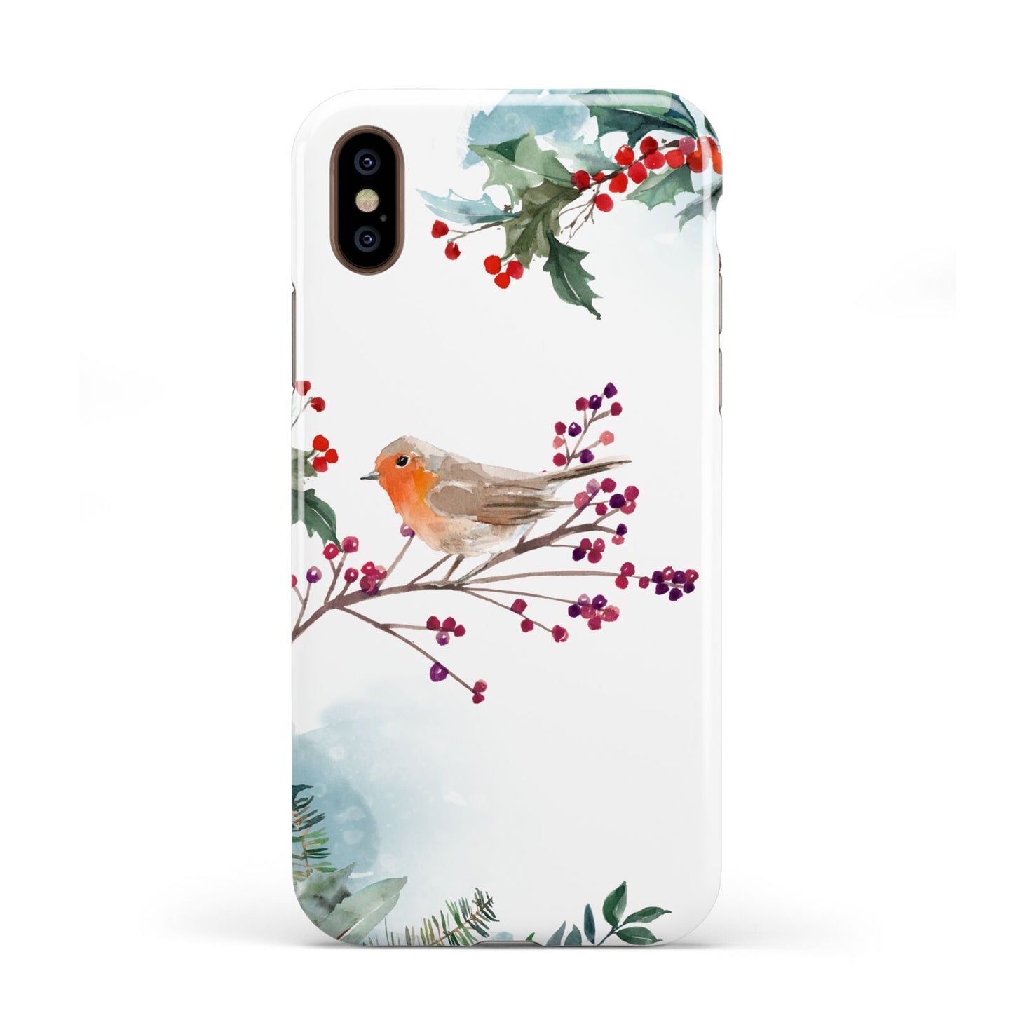 Christmas Robin Floral Apple iPhone XS 3D Tough