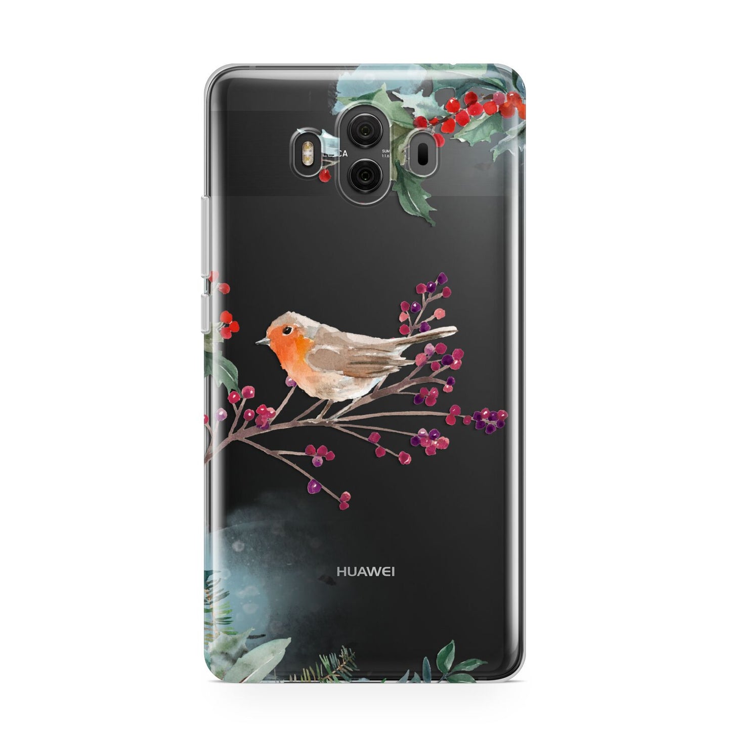 Christmas Robin Floral Huawei Mate 10 Protective Phone Case