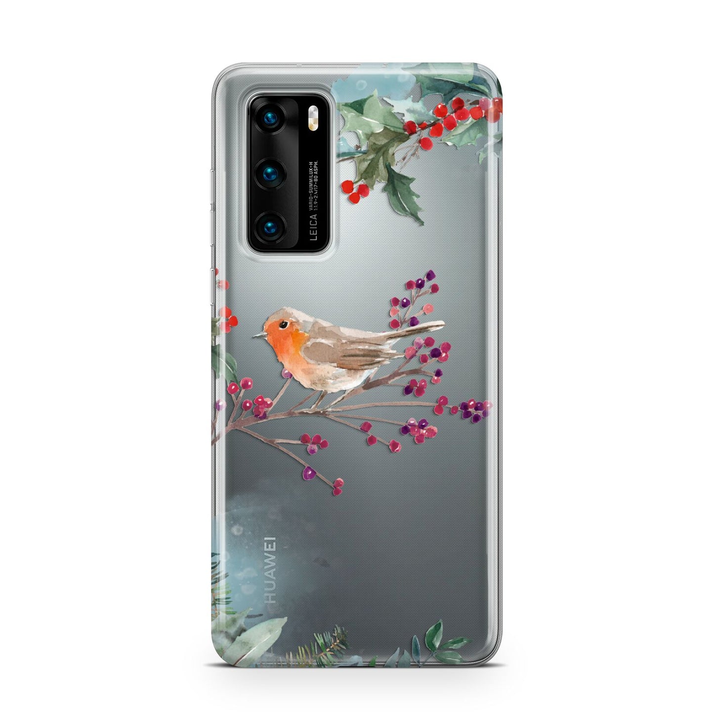 Christmas Robin Floral Huawei P40 Phone Case