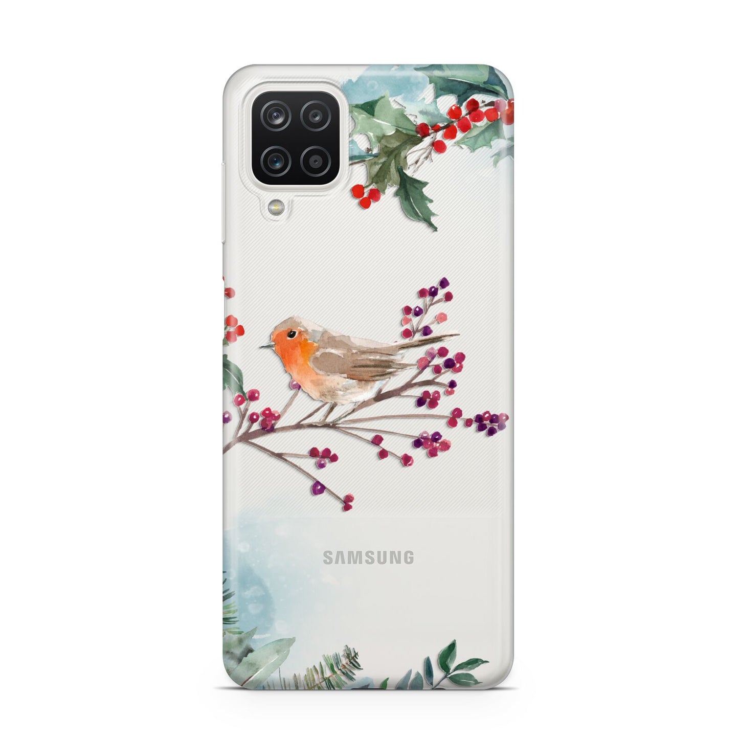 Christmas Robin Floral Samsung A12 Case