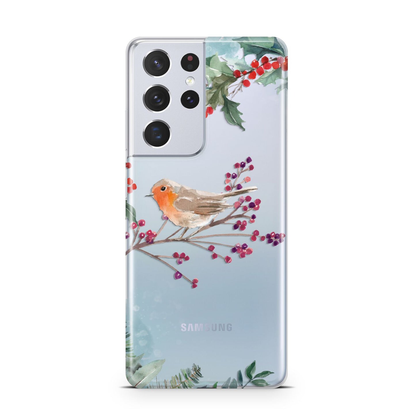 Christmas Robin Floral Samsung S21 Ultra Case