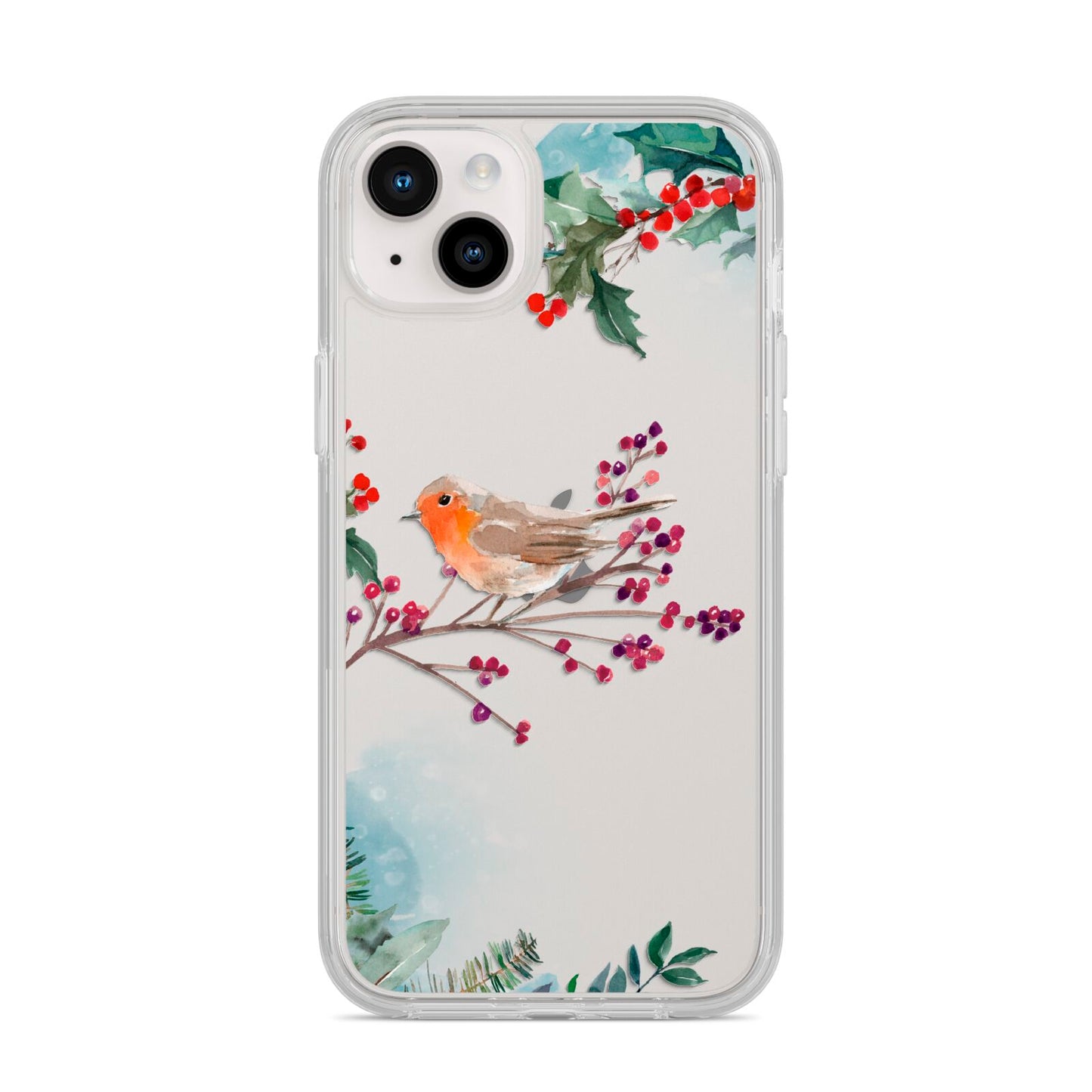 Christmas Robin Floral iPhone 14 Plus Clear Tough Case Starlight