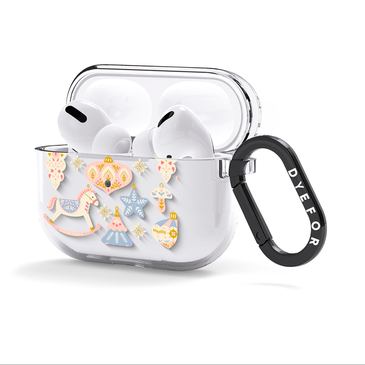 Christmas Rocking Horse AirPods Clear Case 3rd Gen Side Image