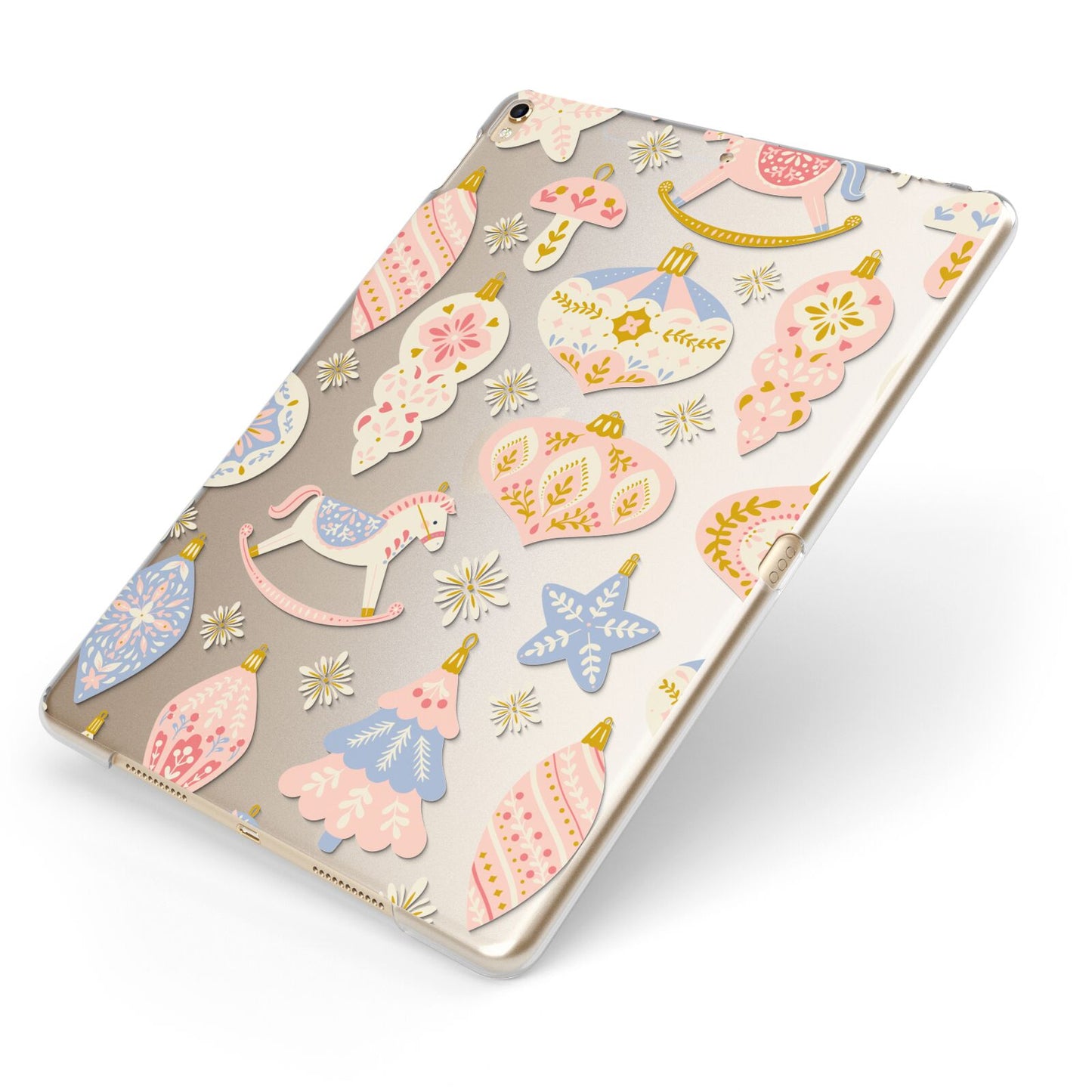 Christmas Rocking Horse Apple iPad Case on Gold iPad Side View