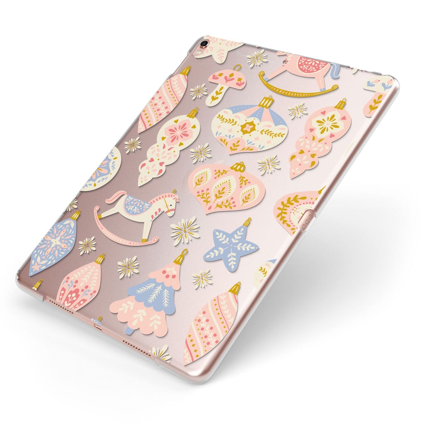 Christmas Rocking Horse Apple iPad Case on Rose Gold iPad Side View