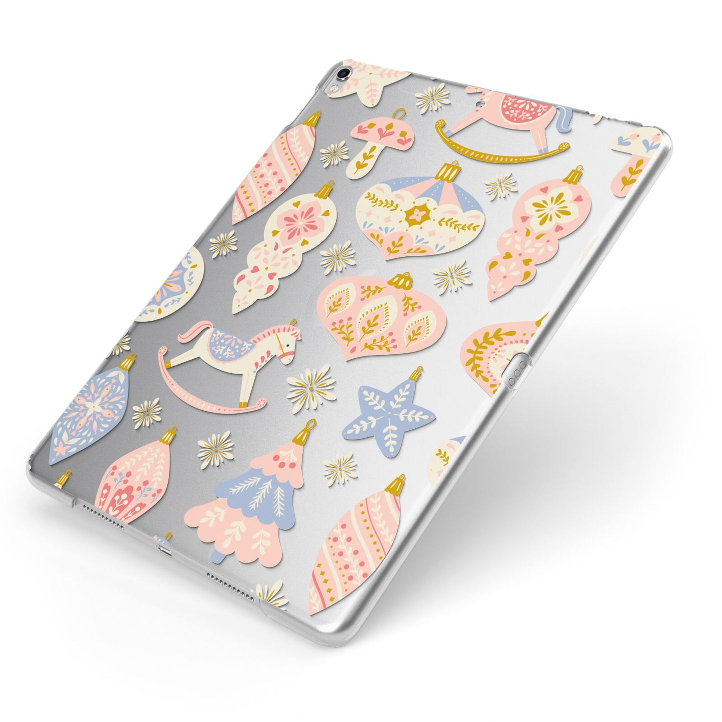 Christmas Rocking Horse Apple iPad Case on Silver iPad Side View