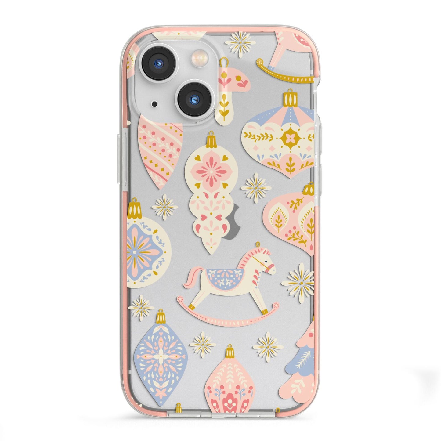 Christmas Rocking Horse iPhone 13 Mini TPU Impact Case with Pink Edges