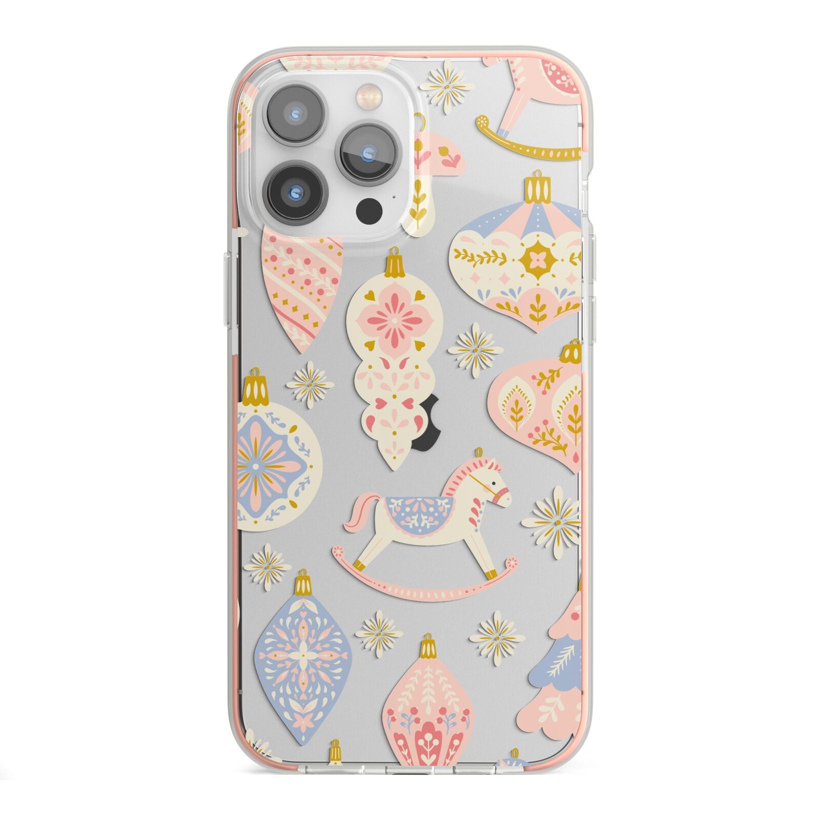 Christmas Rocking Horse iPhone 13 Pro Max TPU Impact Case with Pink Edges