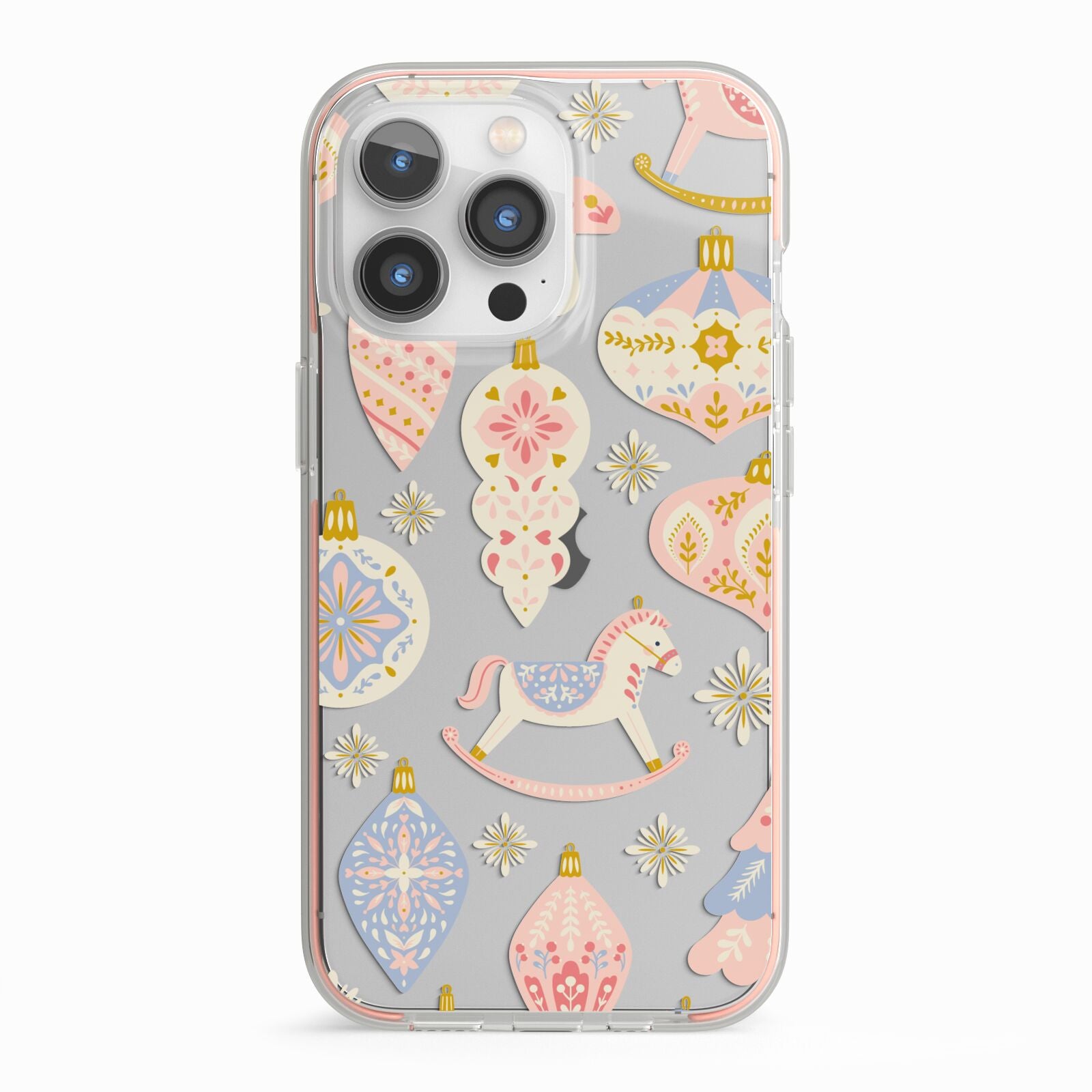 Christmas Rocking Horse iPhone 13 Pro TPU Impact Case with Pink Edges