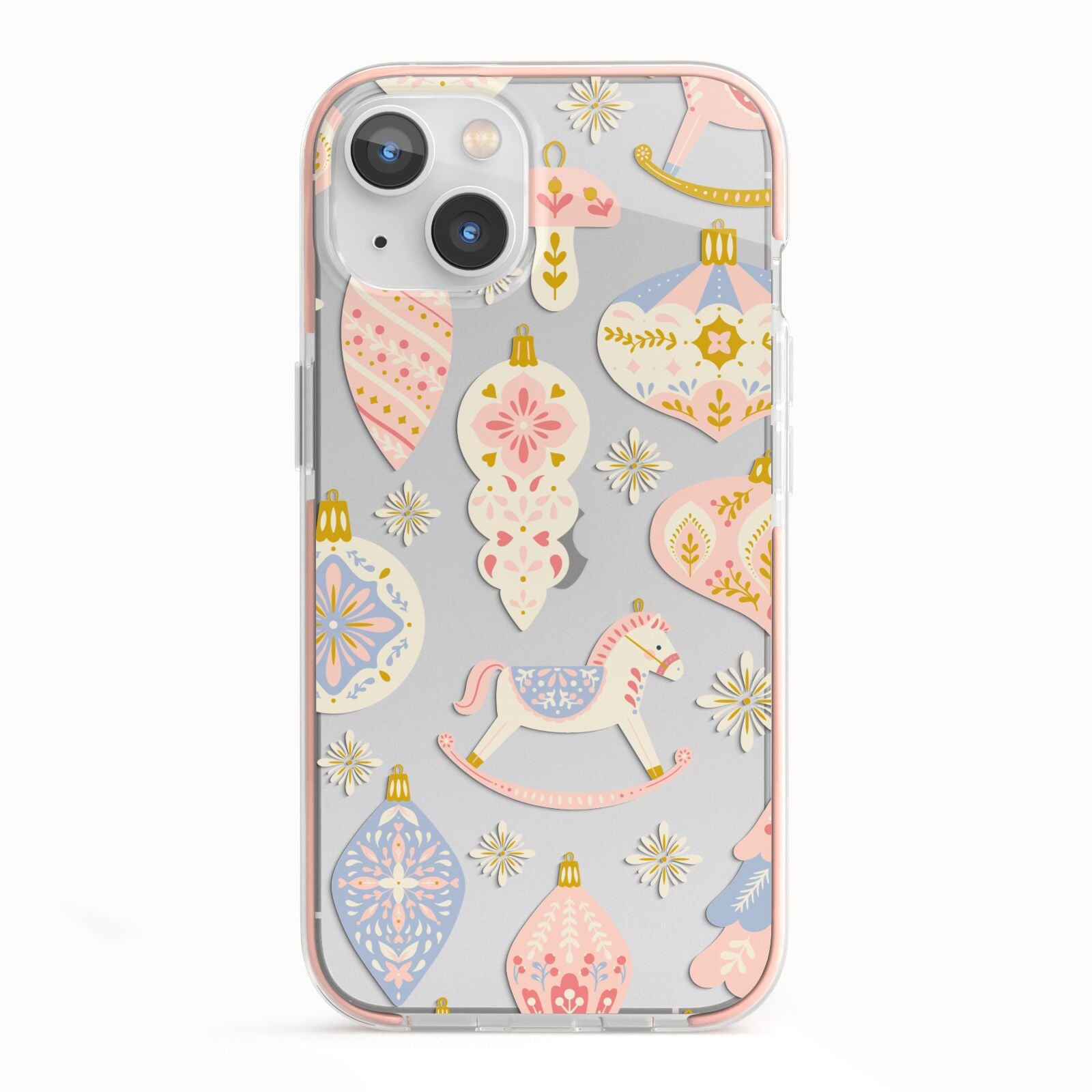 Christmas Rocking Horse iPhone 13 TPU Impact Case with Pink Edges