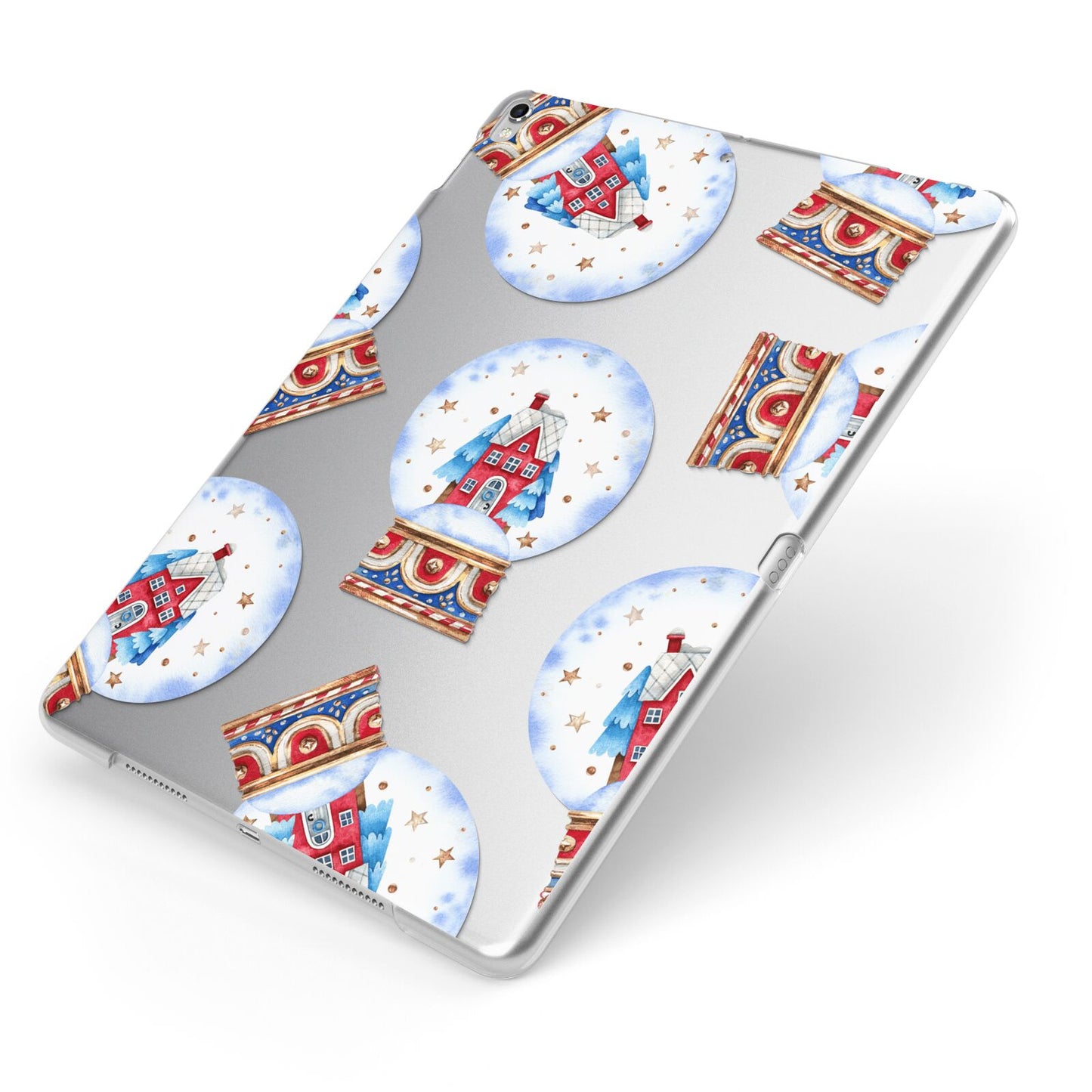 Christmas Snow Globe Pattern Apple iPad Case on Silver iPad Side View