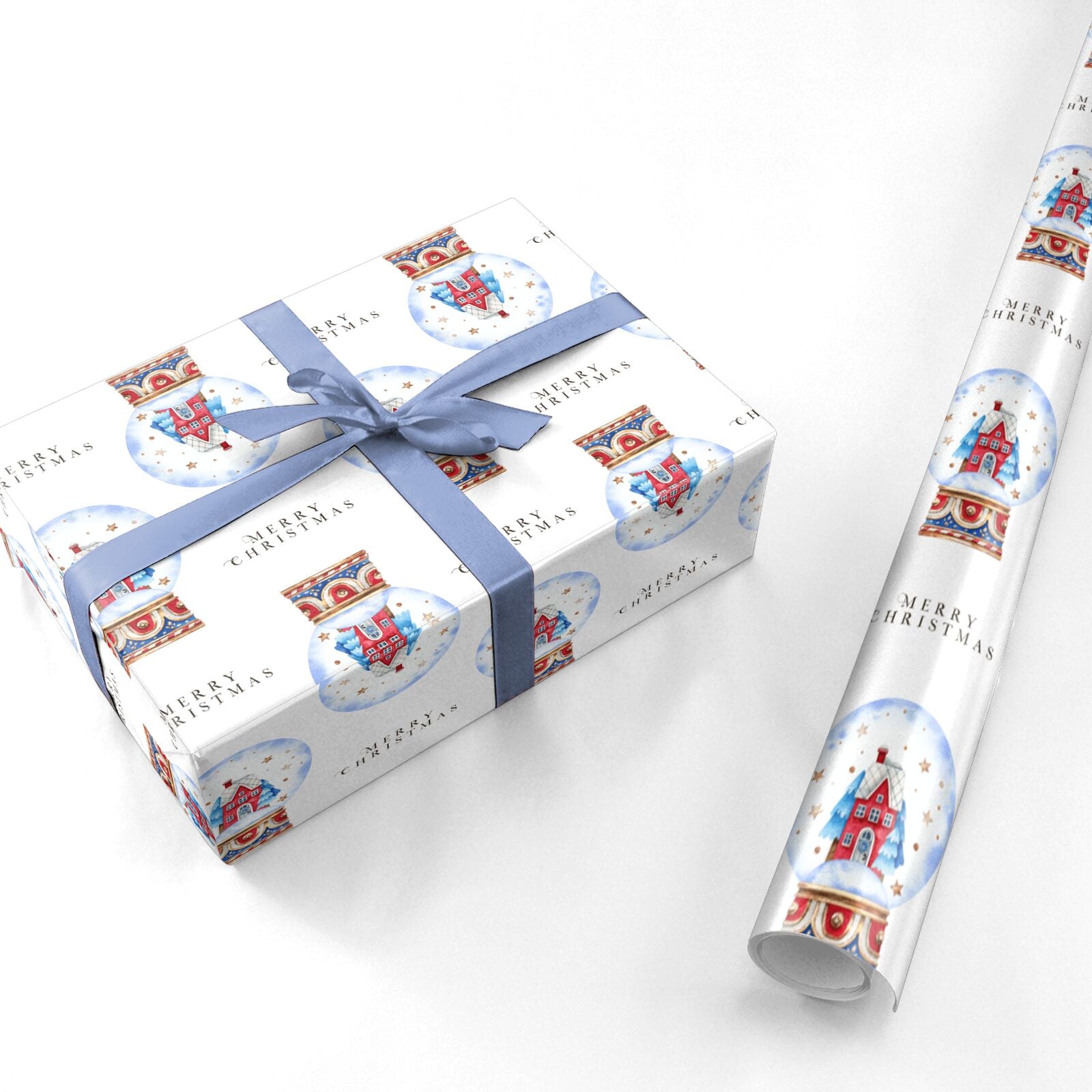 Christmas Snow Globe Pattern Personalised Wrapping Paper