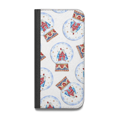 Christmas Snow Globe Pattern Vegan Leather Flip iPhone Case