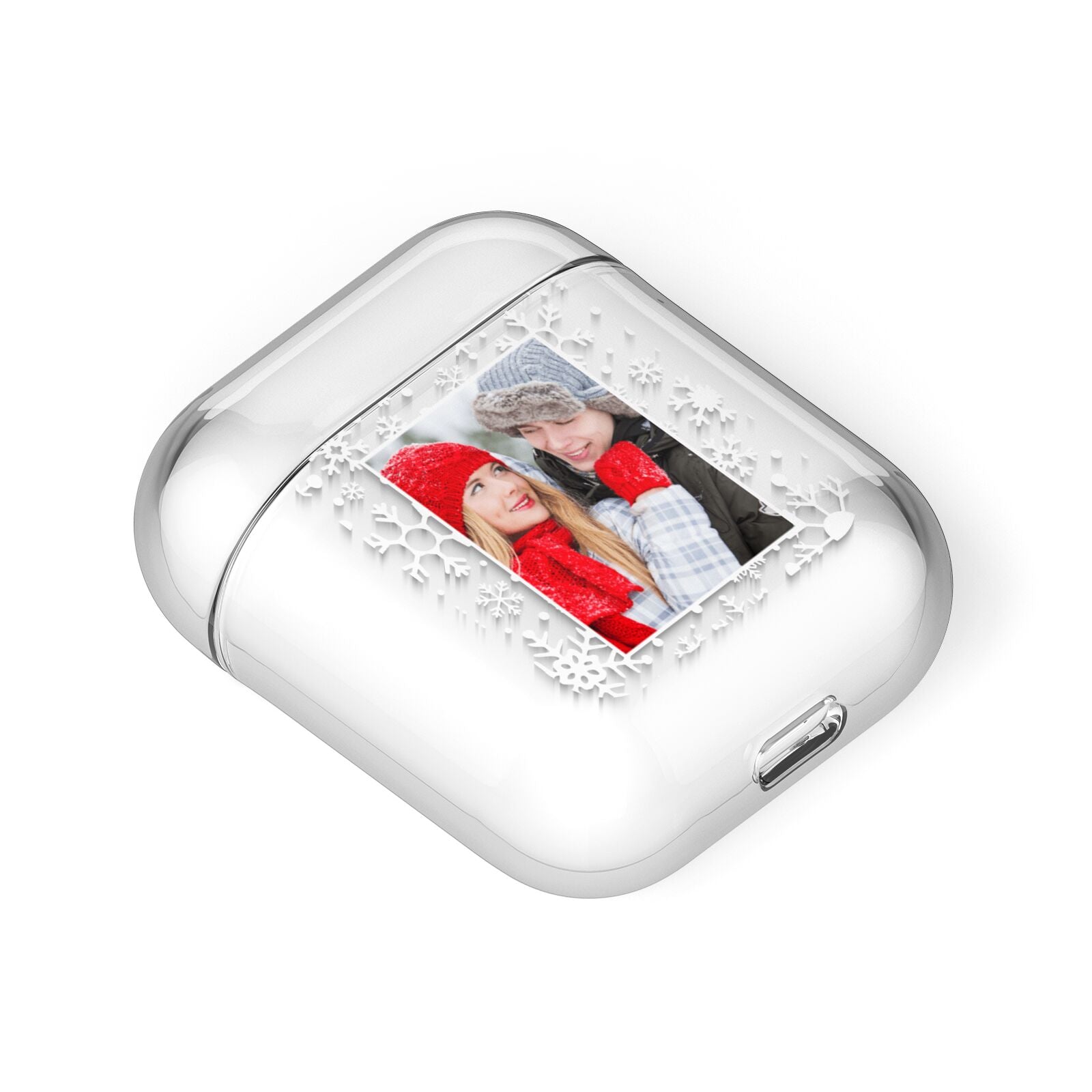 Christmas Snowflake Personalised Photo AirPods Case Laid Flat