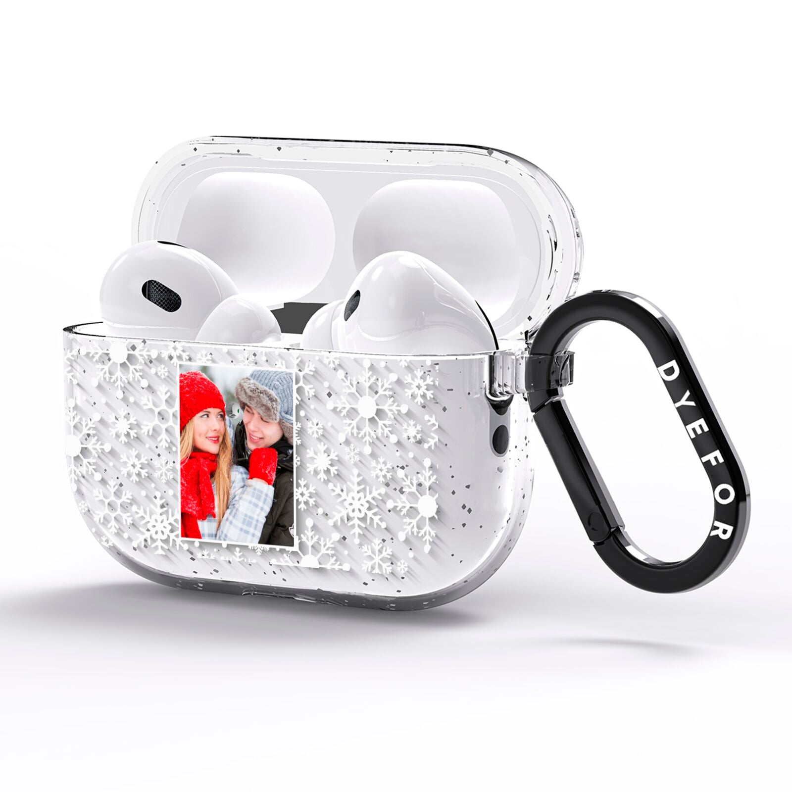 Christmas Snowflake Personalised Photo AirPods Pro Glitter Case Side Image