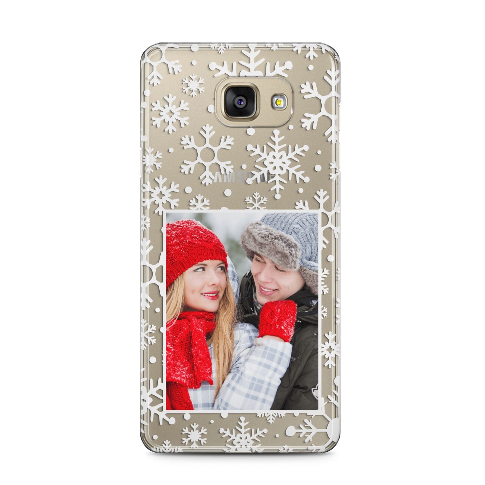 Christmas Snowflake Personalised Photo Samsung Galaxy A5 2016 Case on gold phone