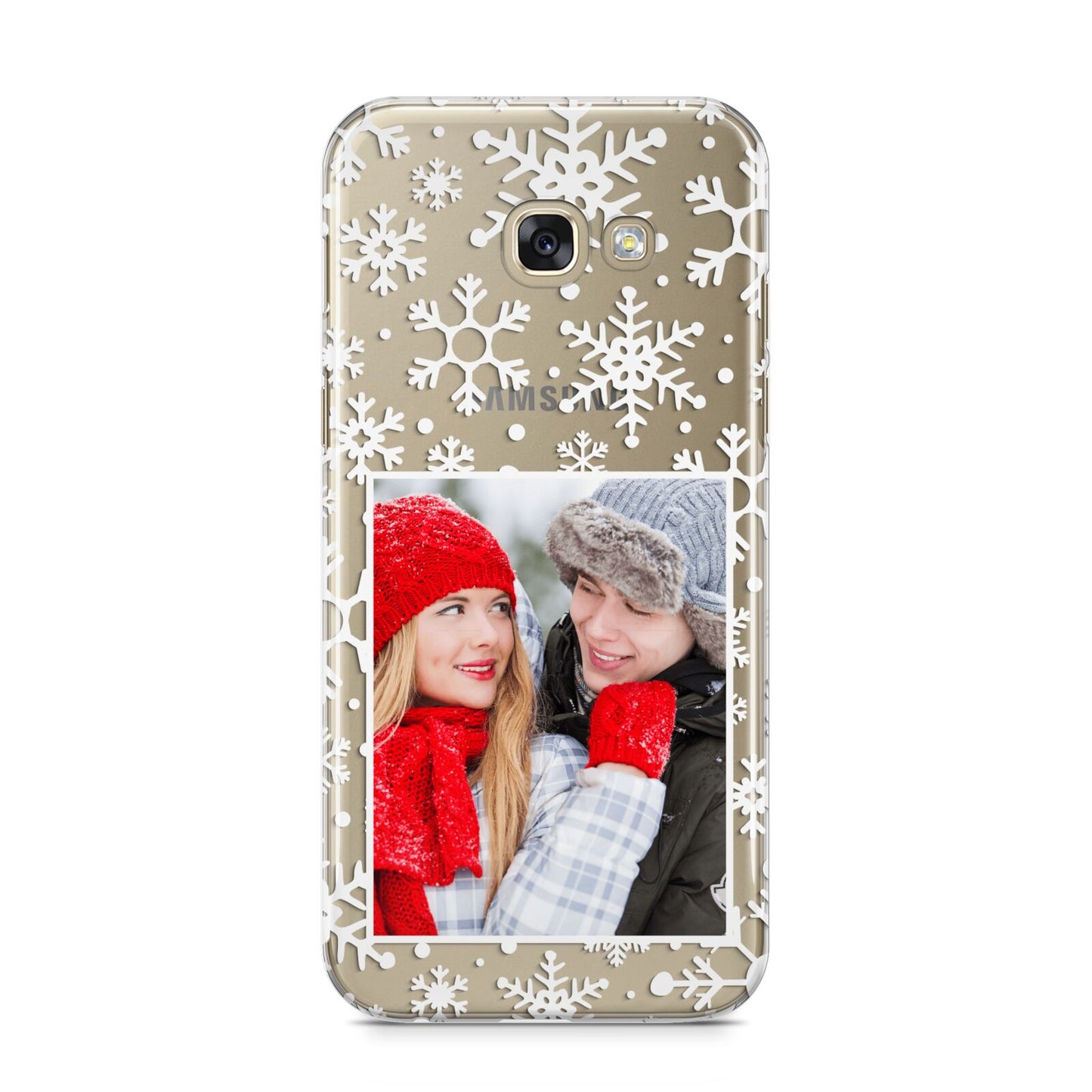 Christmas Snowflake Personalised Photo Samsung Galaxy A5 2017 Case on gold phone