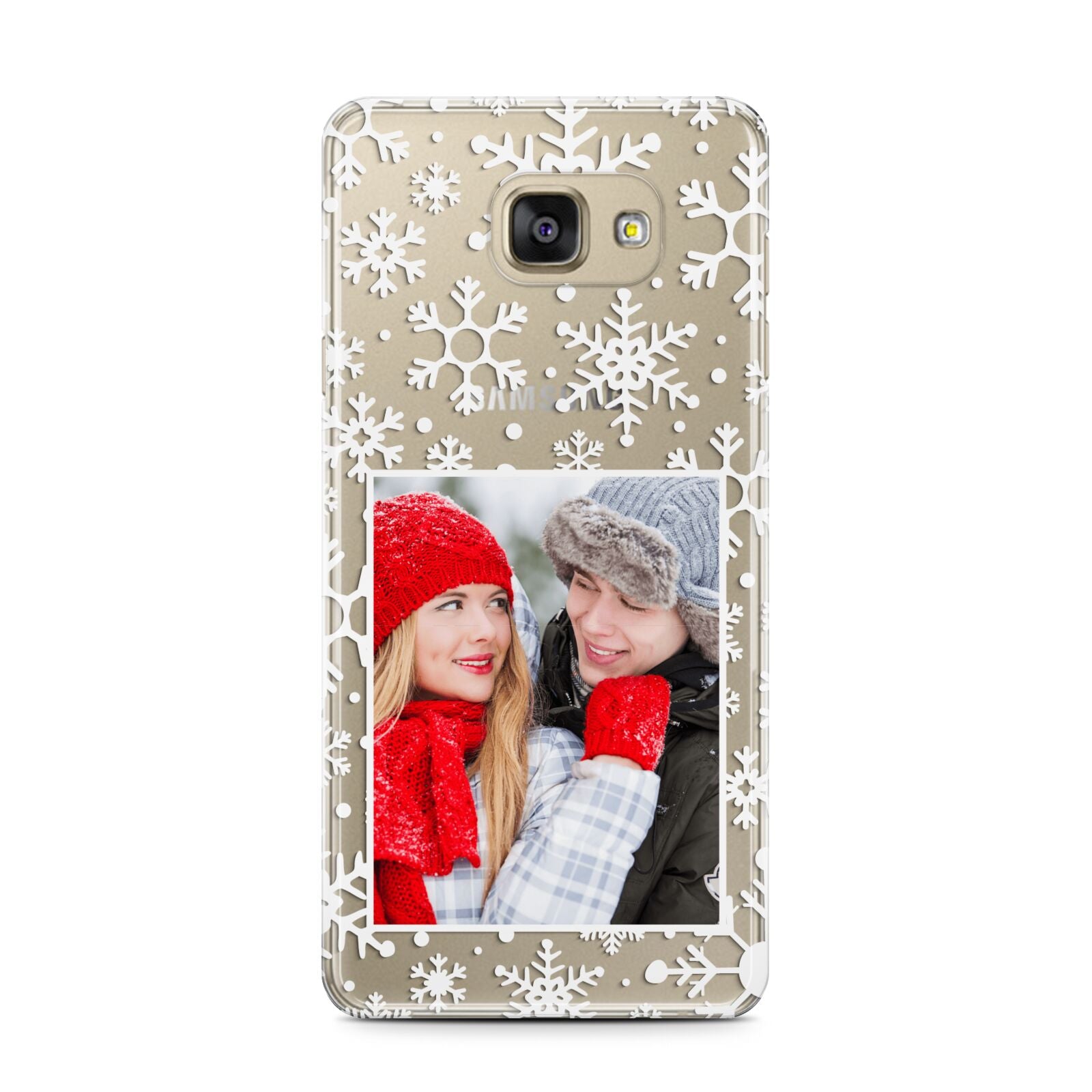 Christmas Snowflake Personalised Photo Samsung Galaxy A7 2016 Case on gold phone